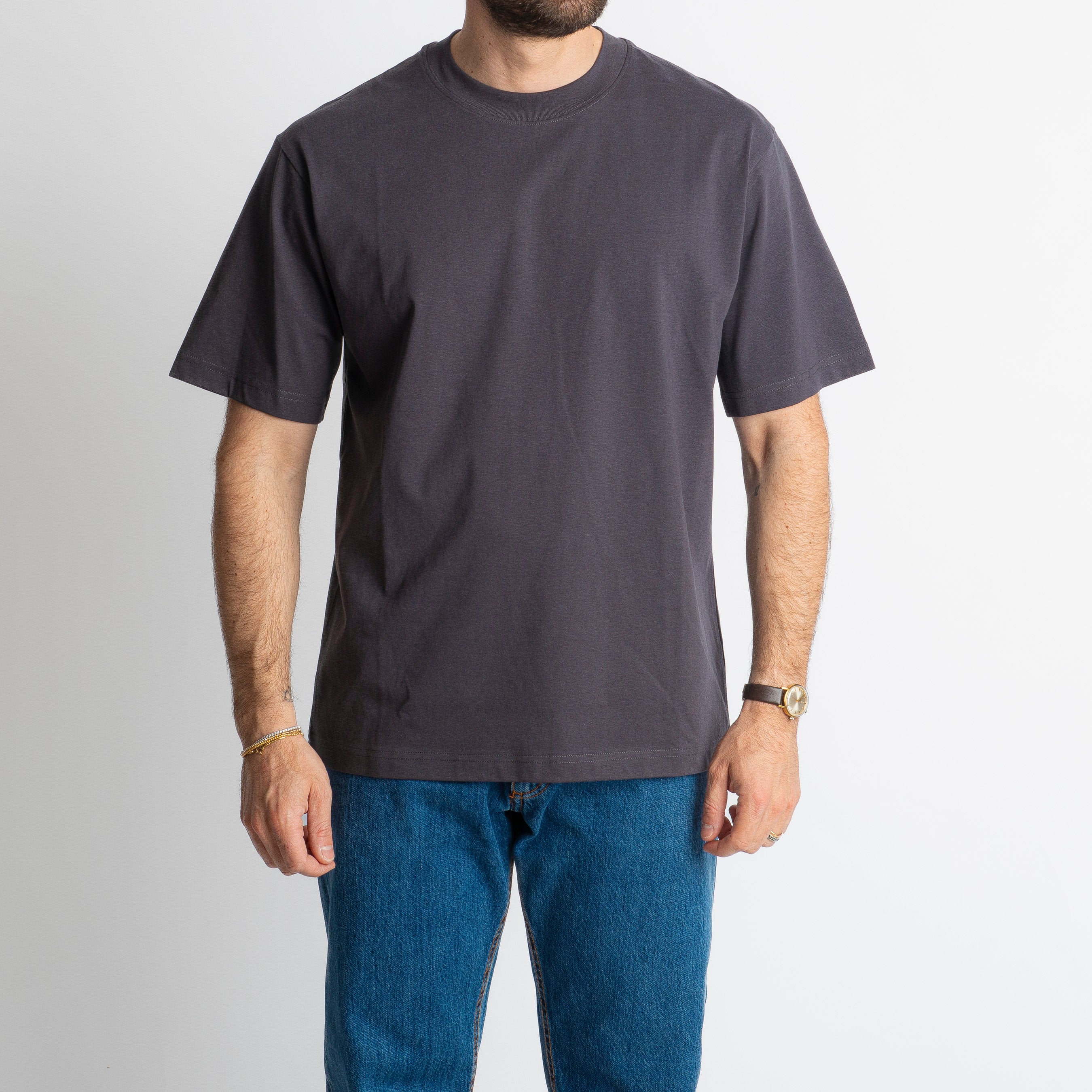 T-shirt Regular in Cotone Grigio Scuro