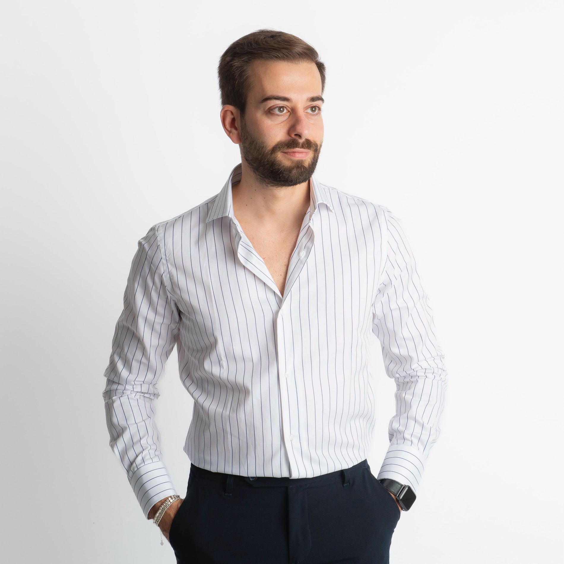 Camicia Old Money 4234 Riga Blu