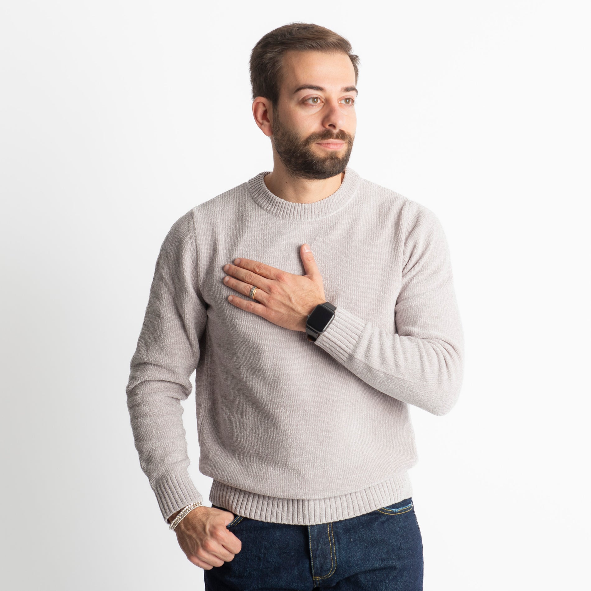 Maglione in Ciniglia 21027 Grigio