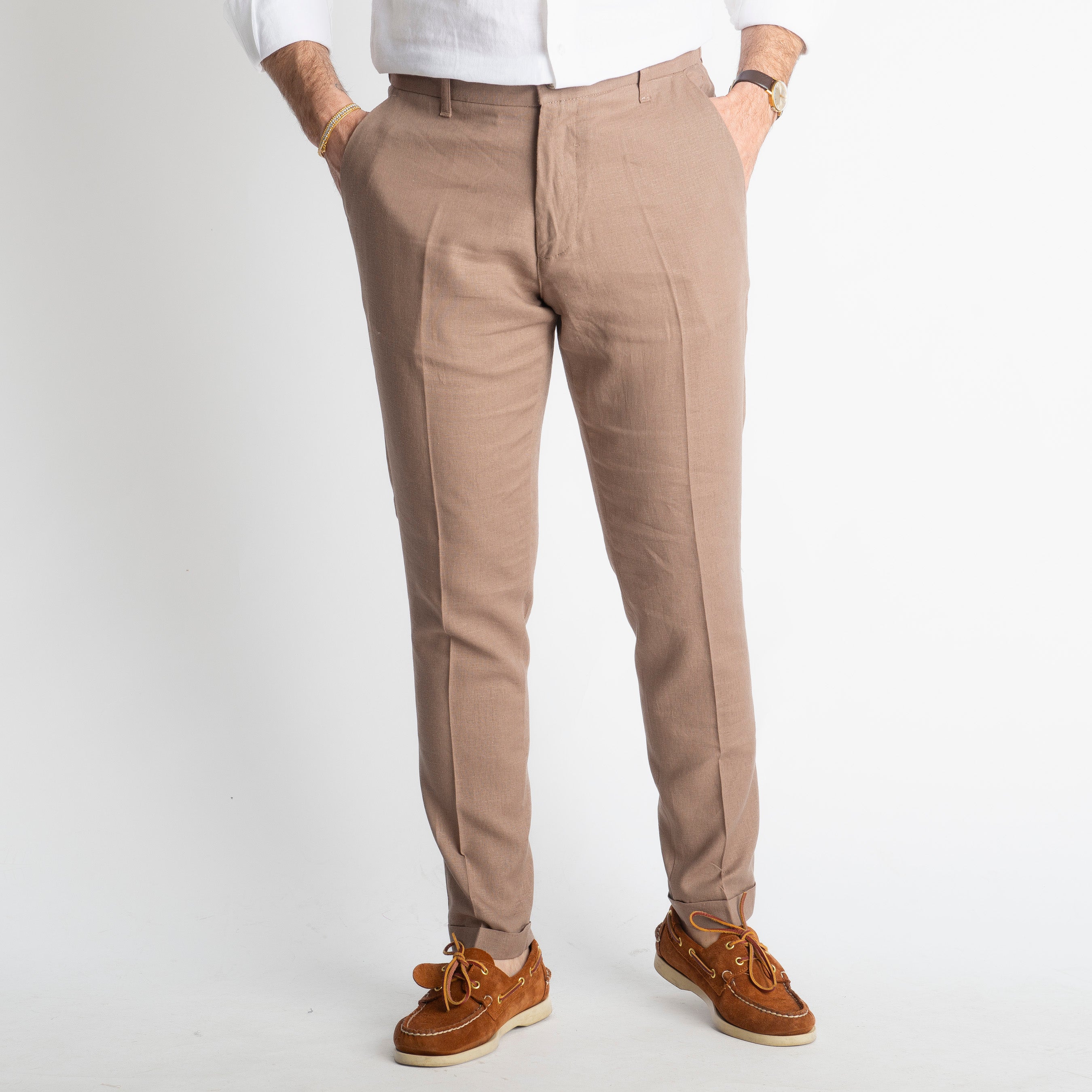 Pantalone in Lino con Elastico TO8007 Terra