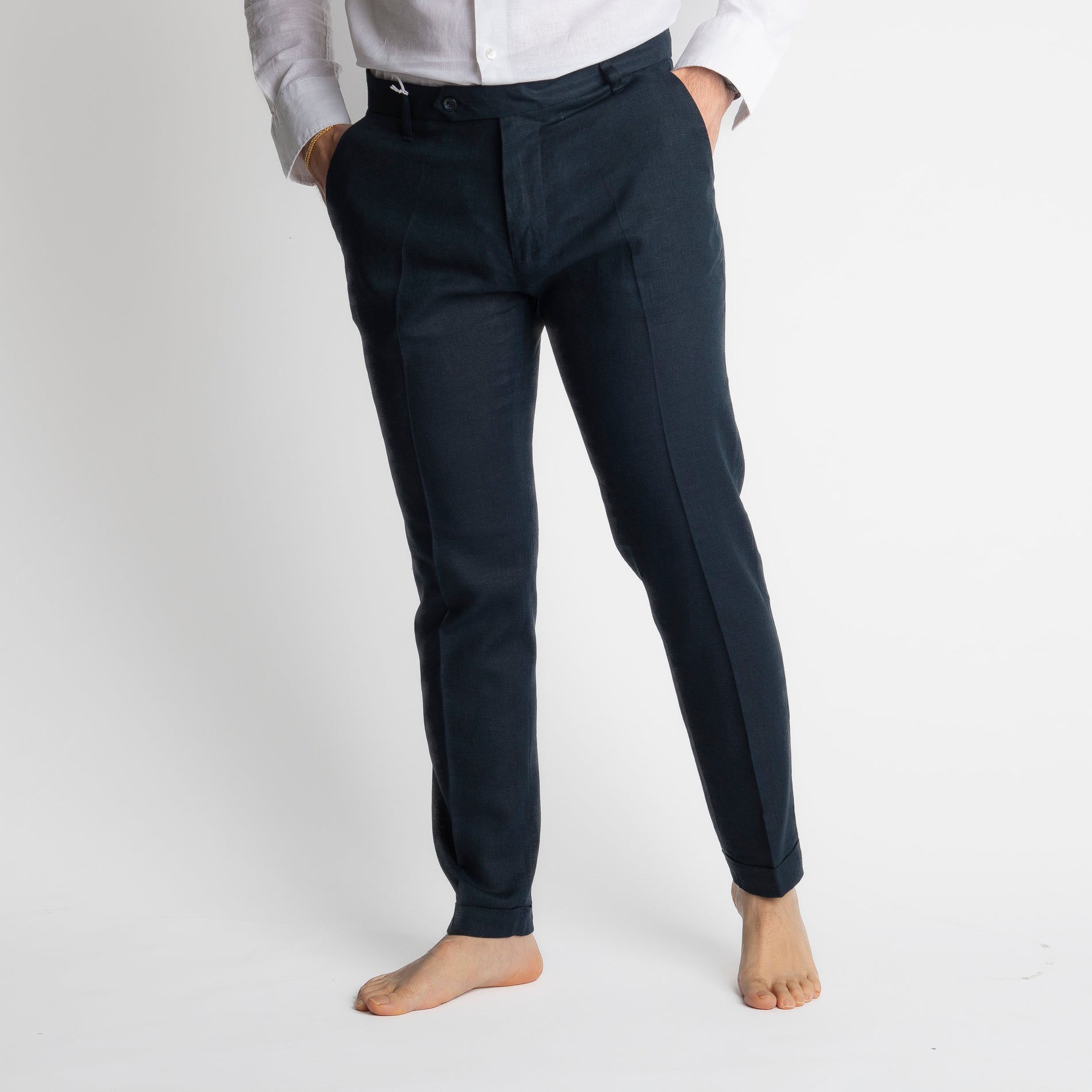 Pantalone TO8008 Miller in Lino Blu