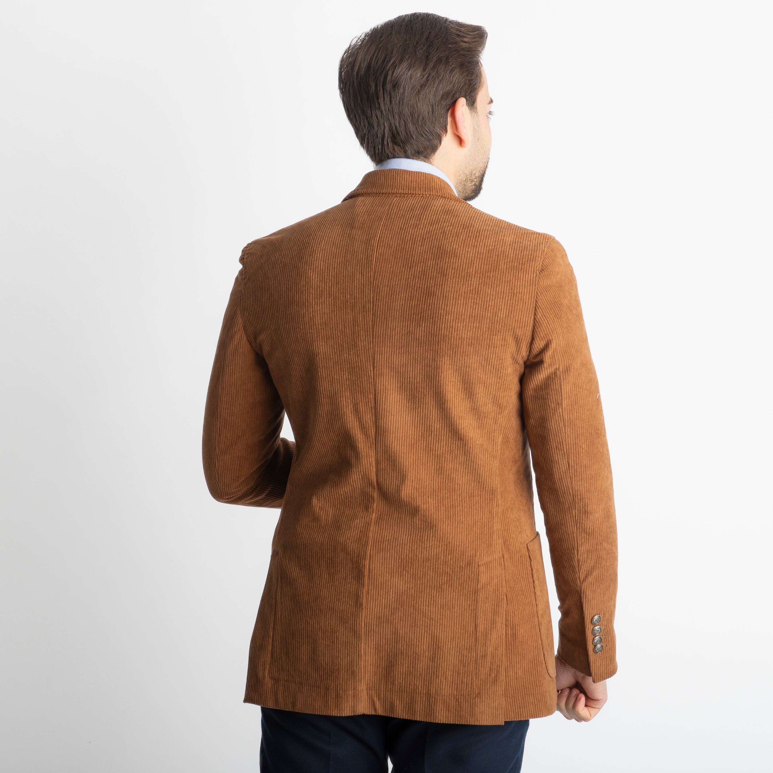 Giacca Monopetto in Velluto Tabacco