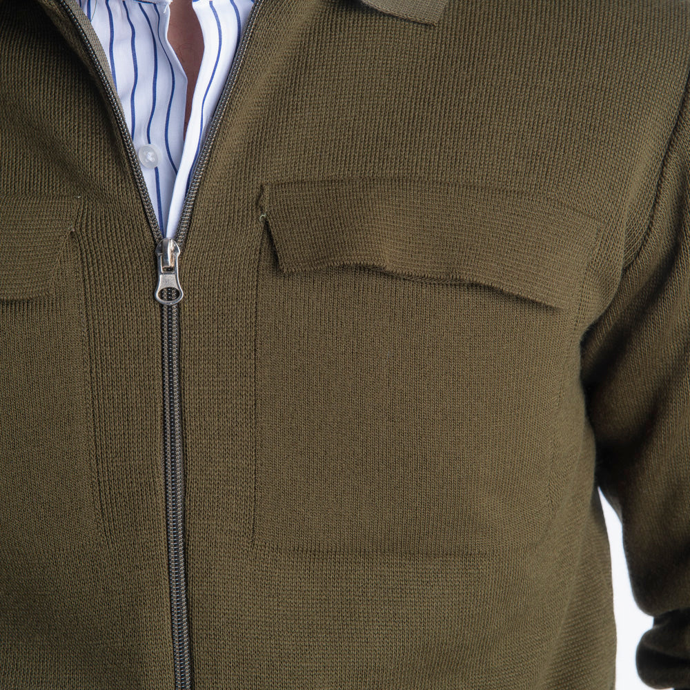 Giacca In Maglia Doppio Cursore Verde