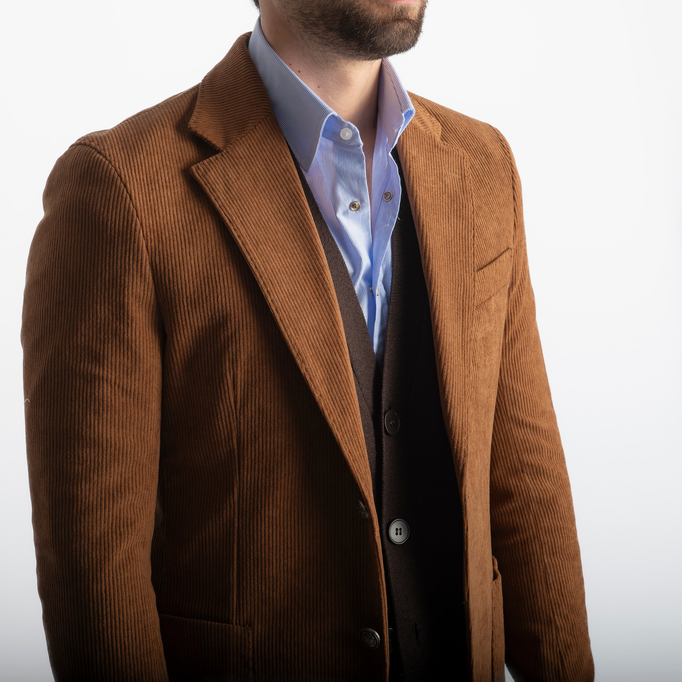 Giacca Monopetto in Velluto Tabacco