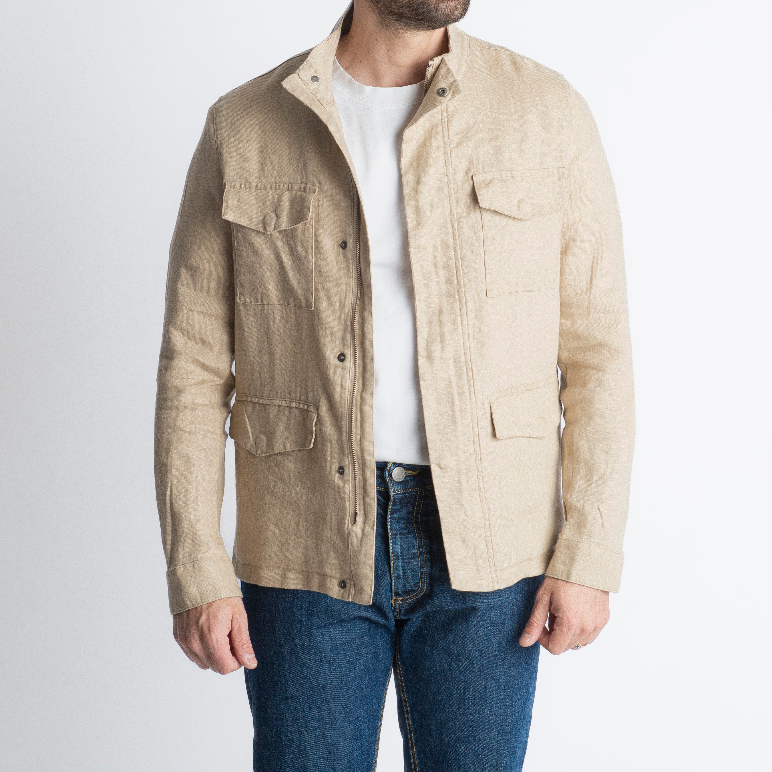 Field Jacket 100% Lino Beige