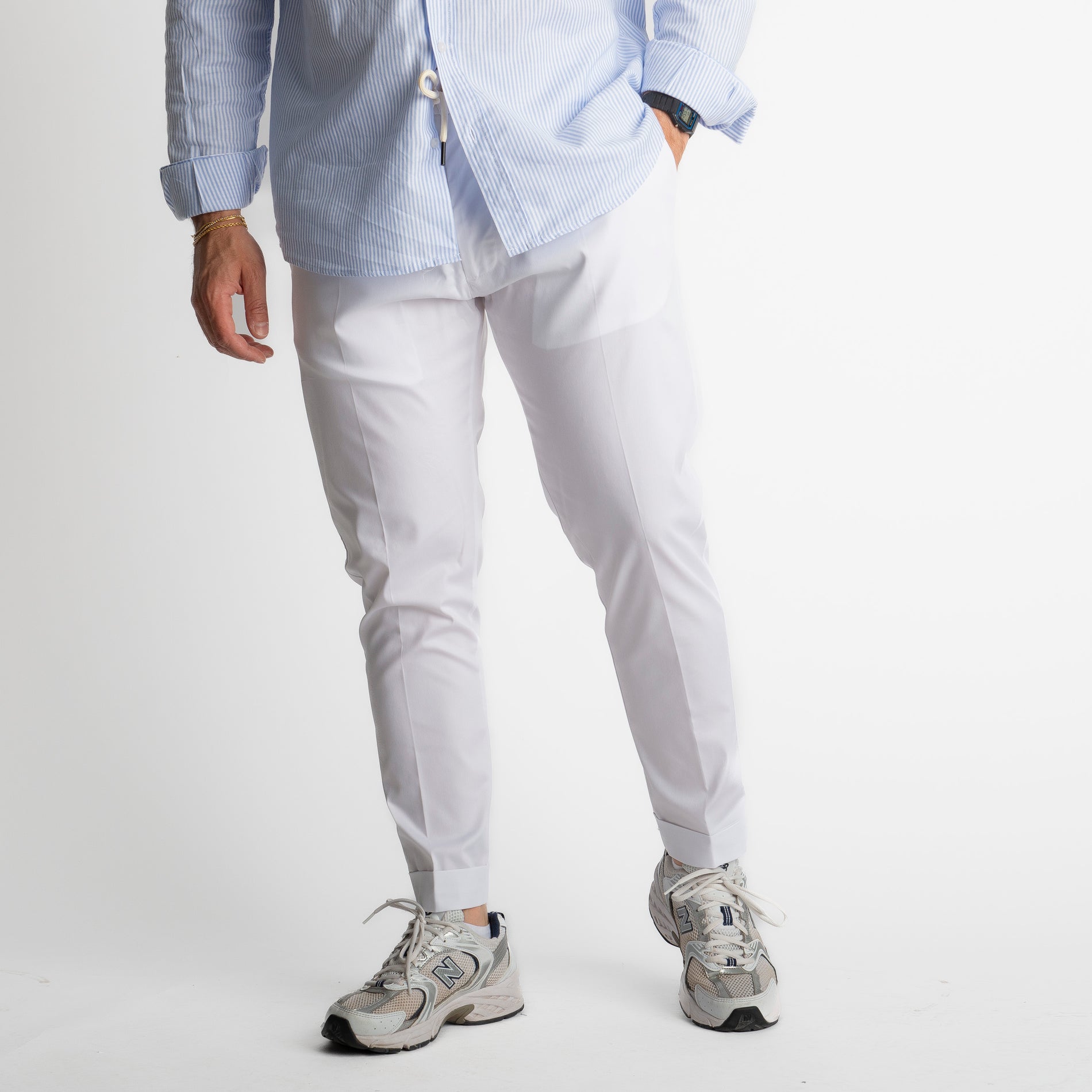 Pantalone Ischia Tessuto no Stiro Bianco