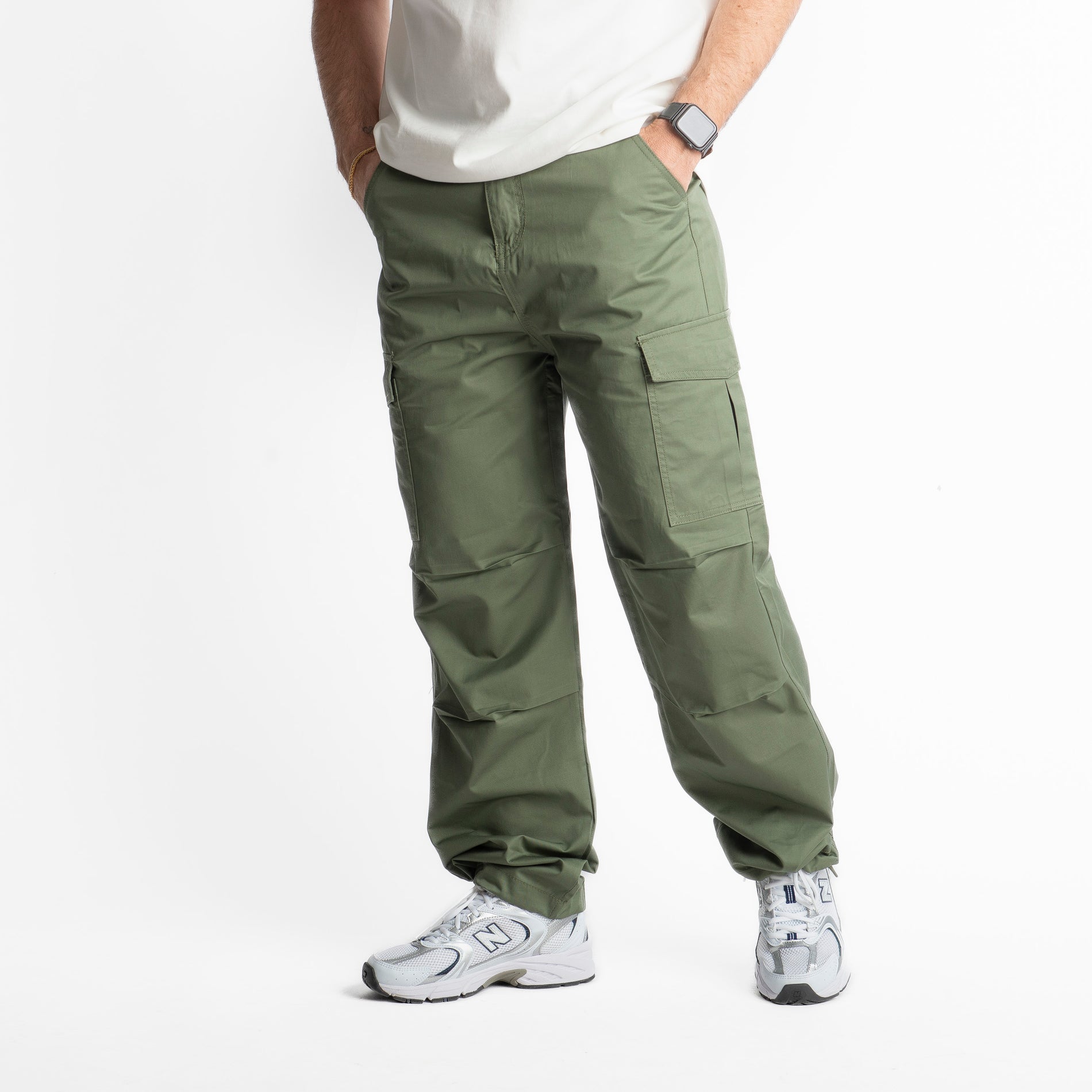 Pantalone Cargo con Coulisse in vita Verde