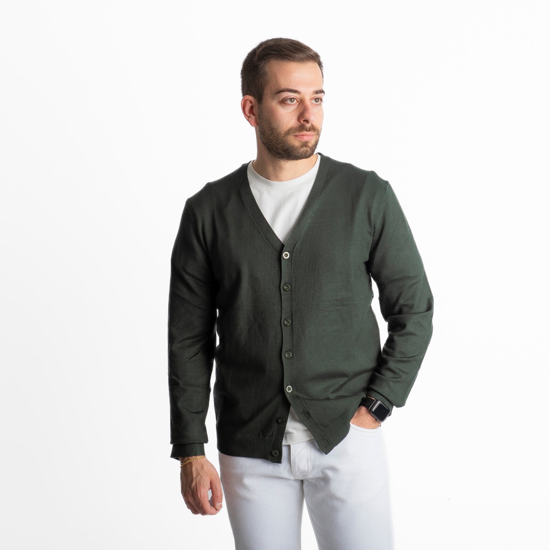 Cardigan Bottoni 01 Verde