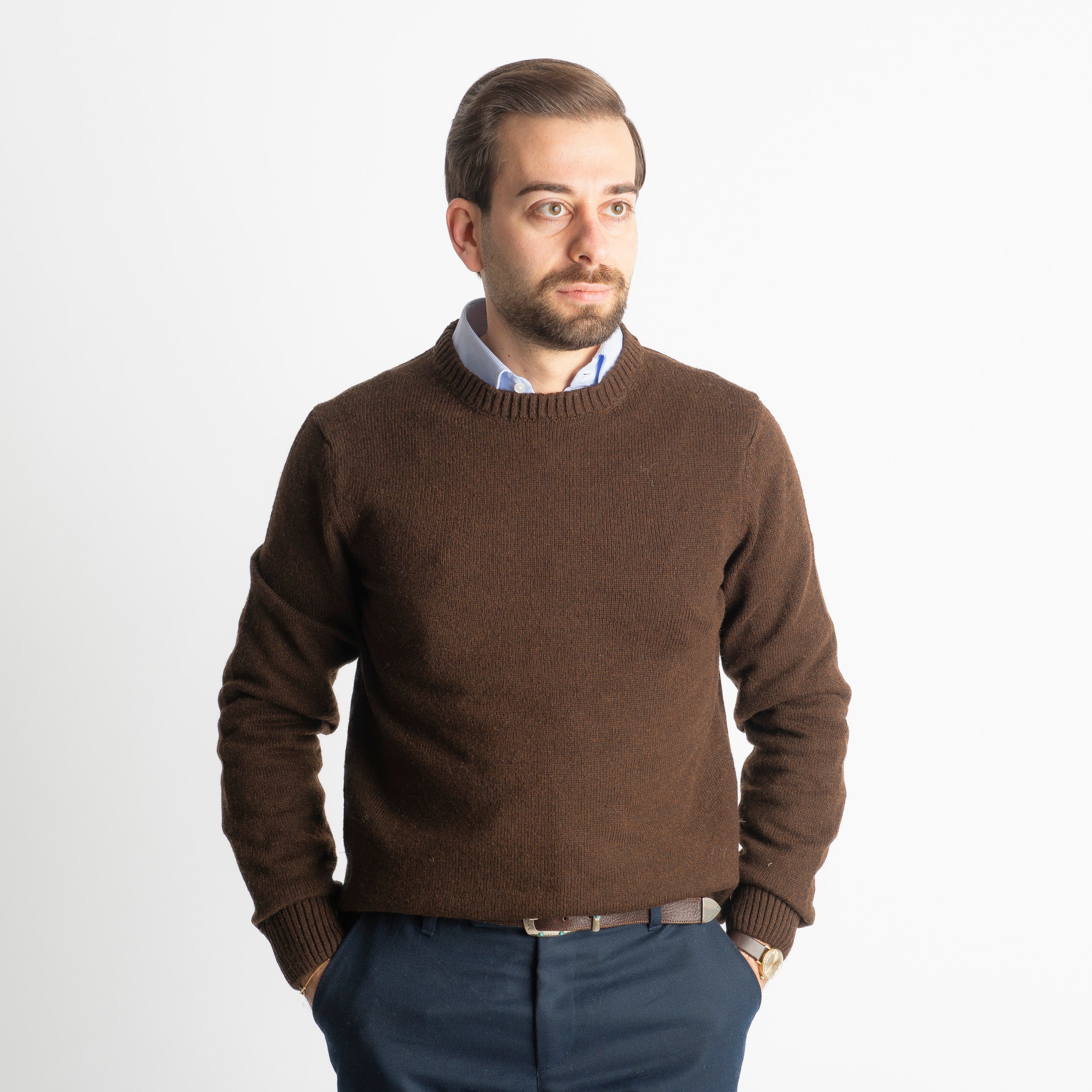 Maglione Girocollo Cortina In Lana Moro