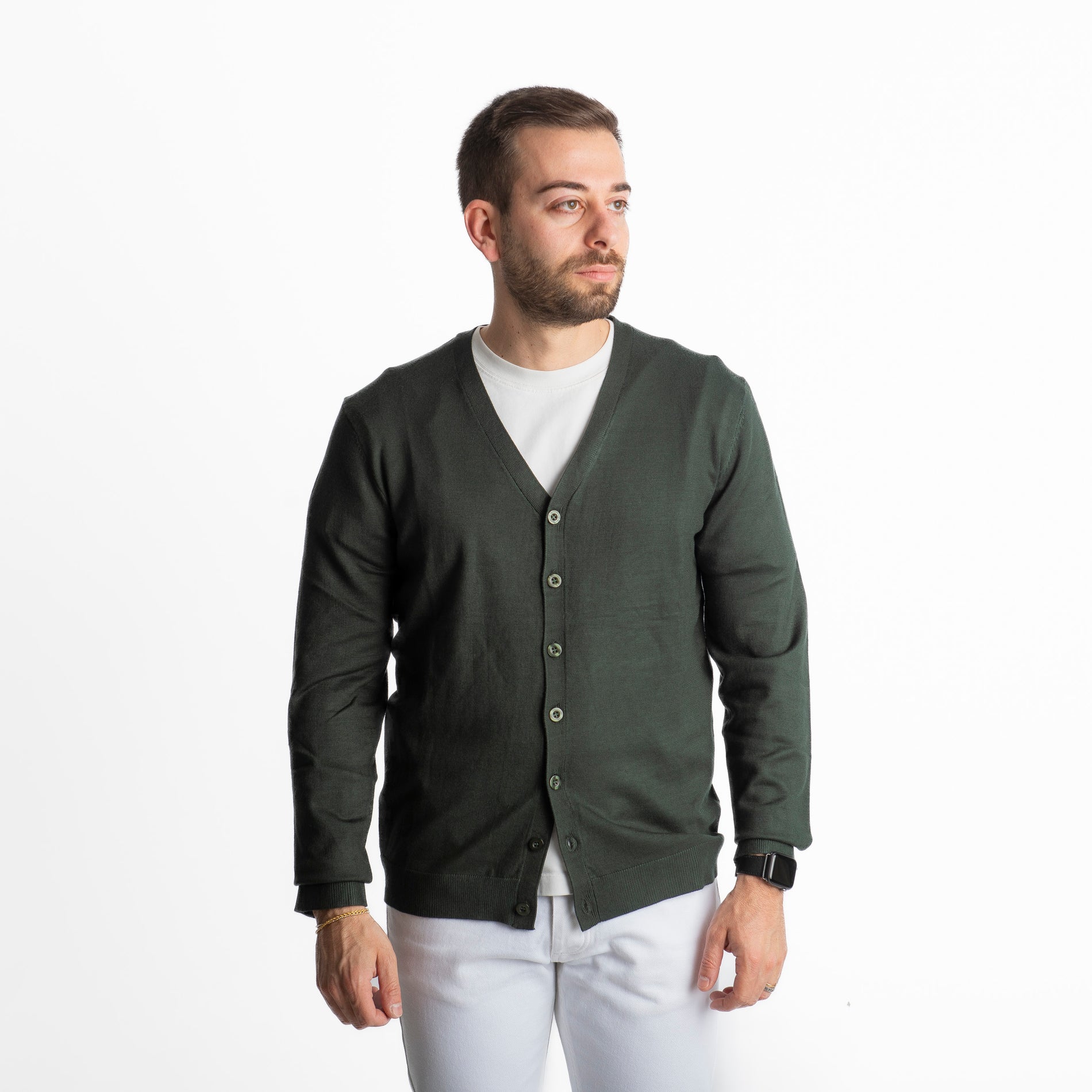 Cardigan Bottoni 01 Verde