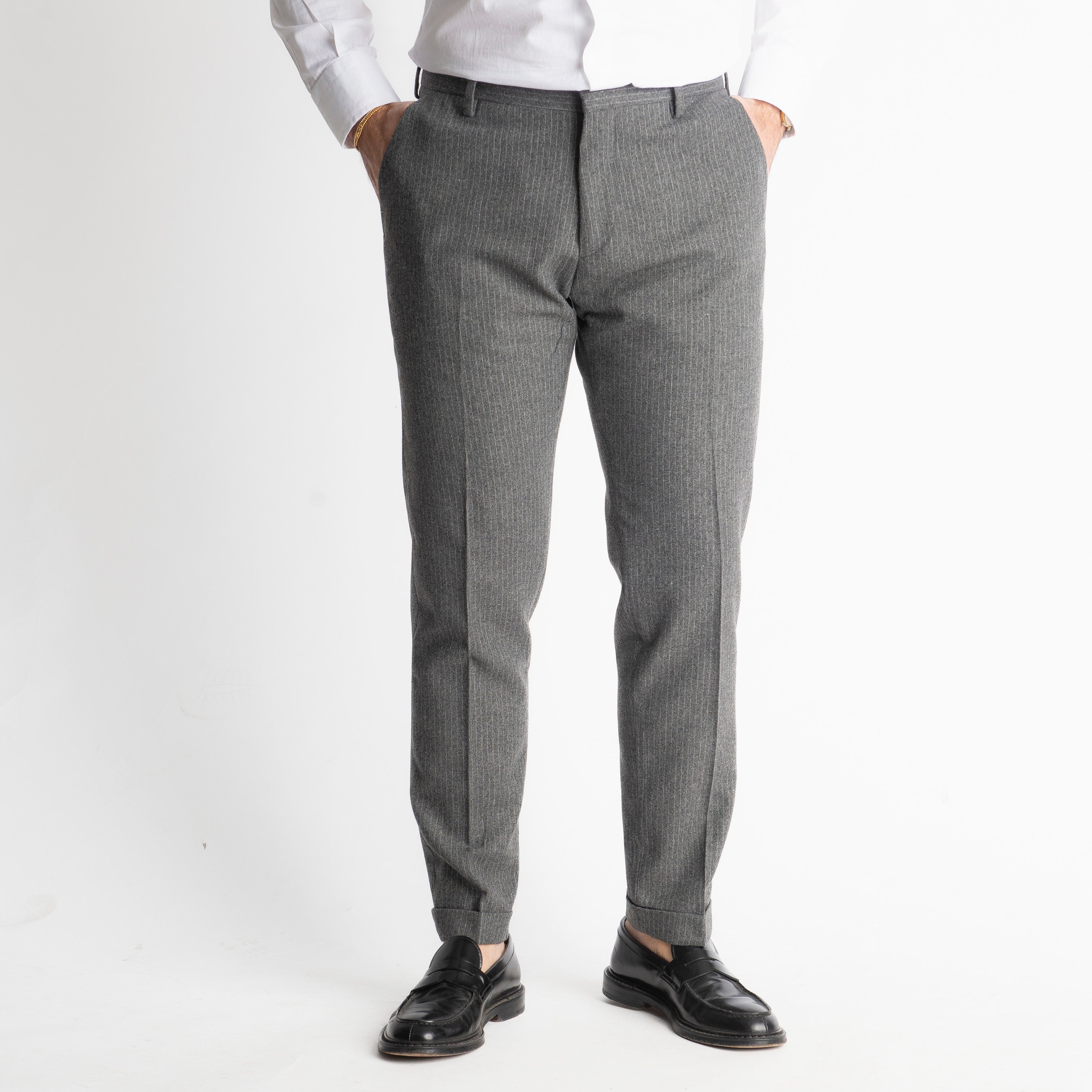 Pantalone TO8011 Wool Rigato Grigio