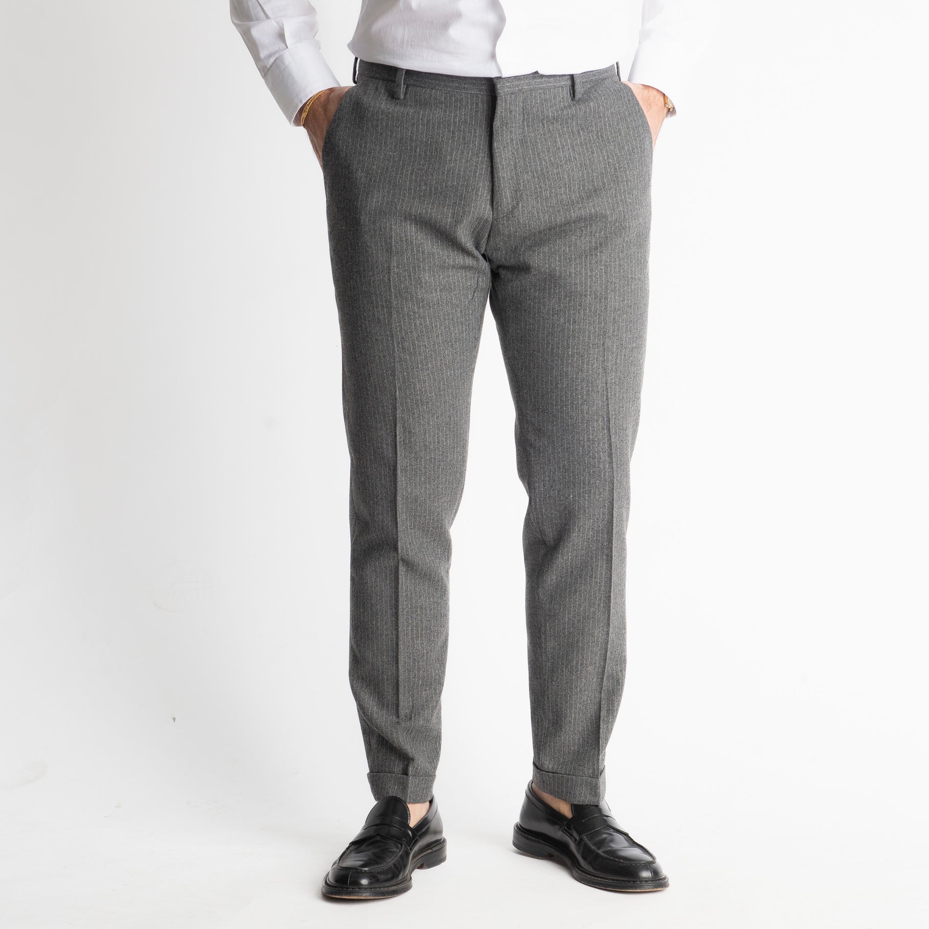 Pantalone TO8011 Wool Rigato Grigio