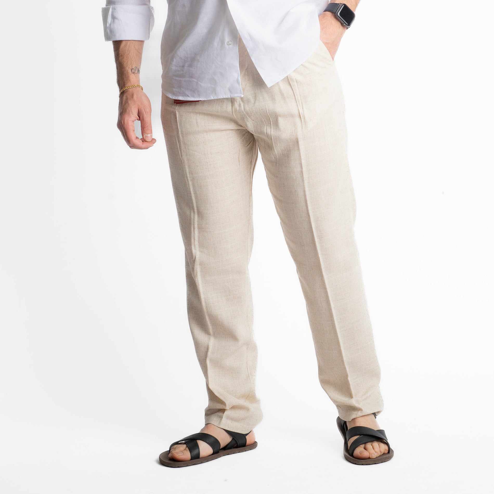 Pantalone in Lino Officine Borboniche Beige