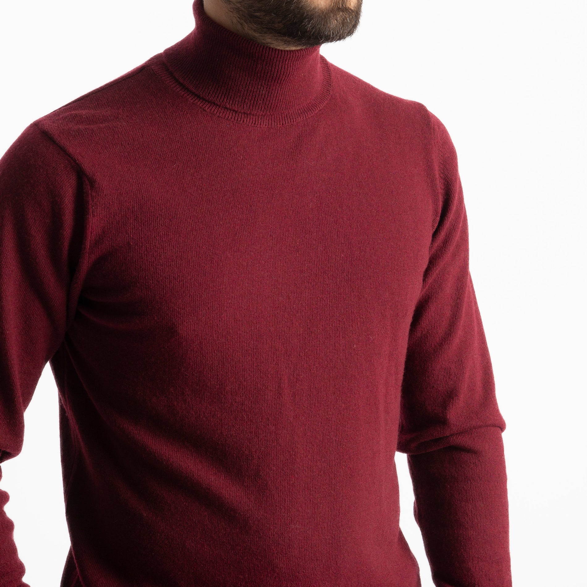 Maglioncino Collo Alto Misto Cashmere Bordeaux