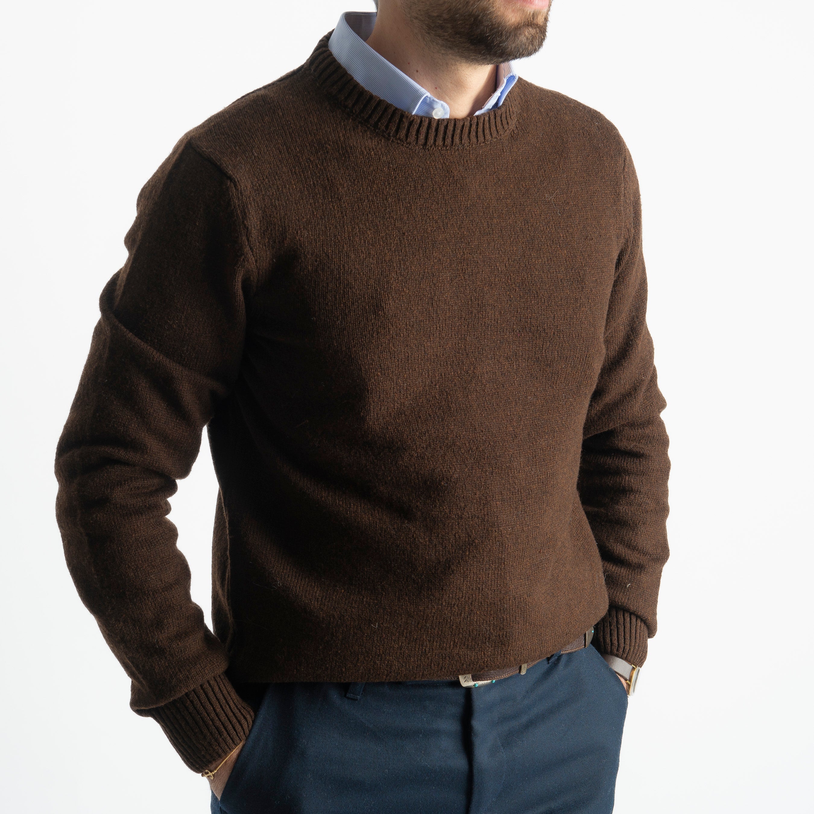 Maglione Girocollo Cortina In Lana Moro