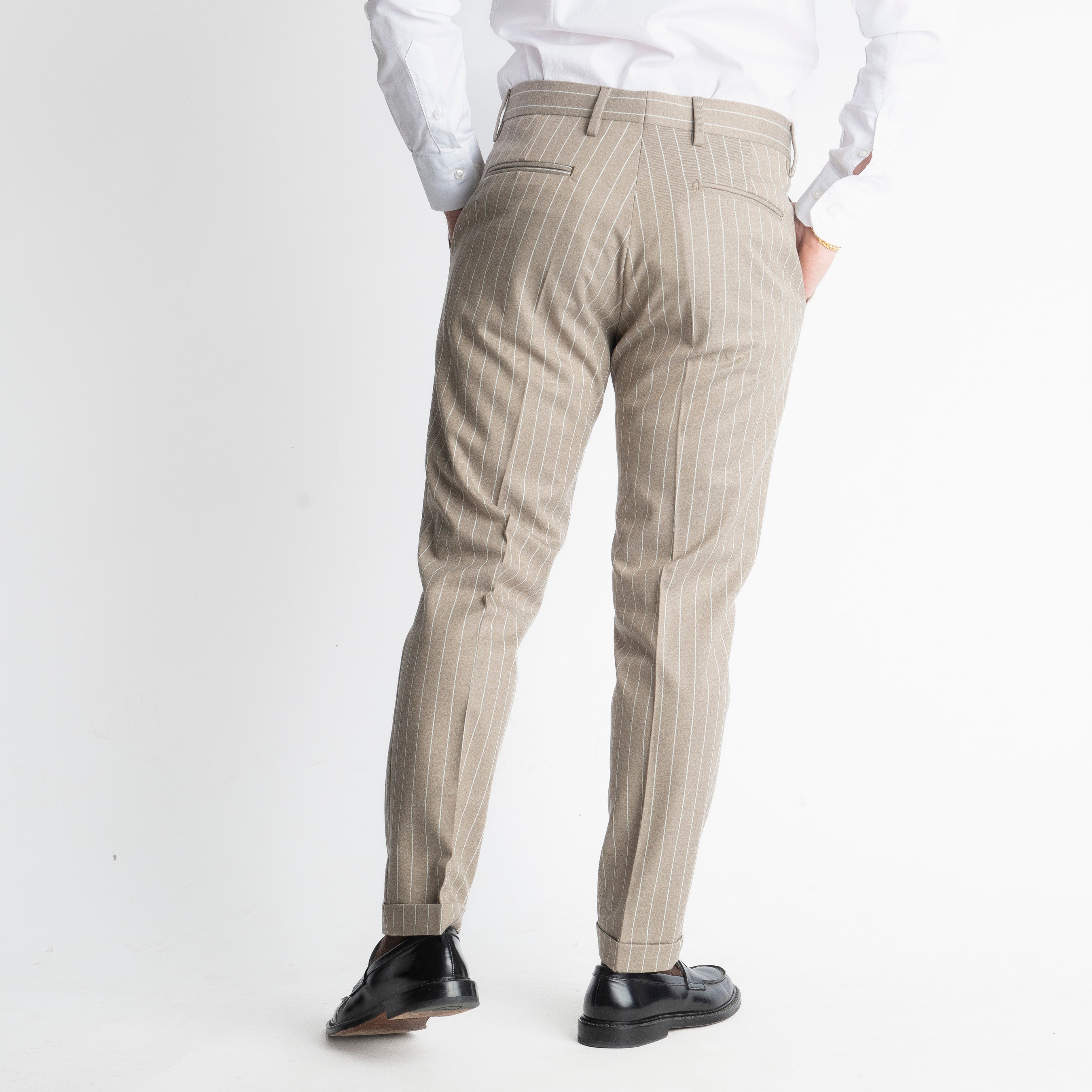 Pantalone wall street TO8011 Wool Gessato Tortora