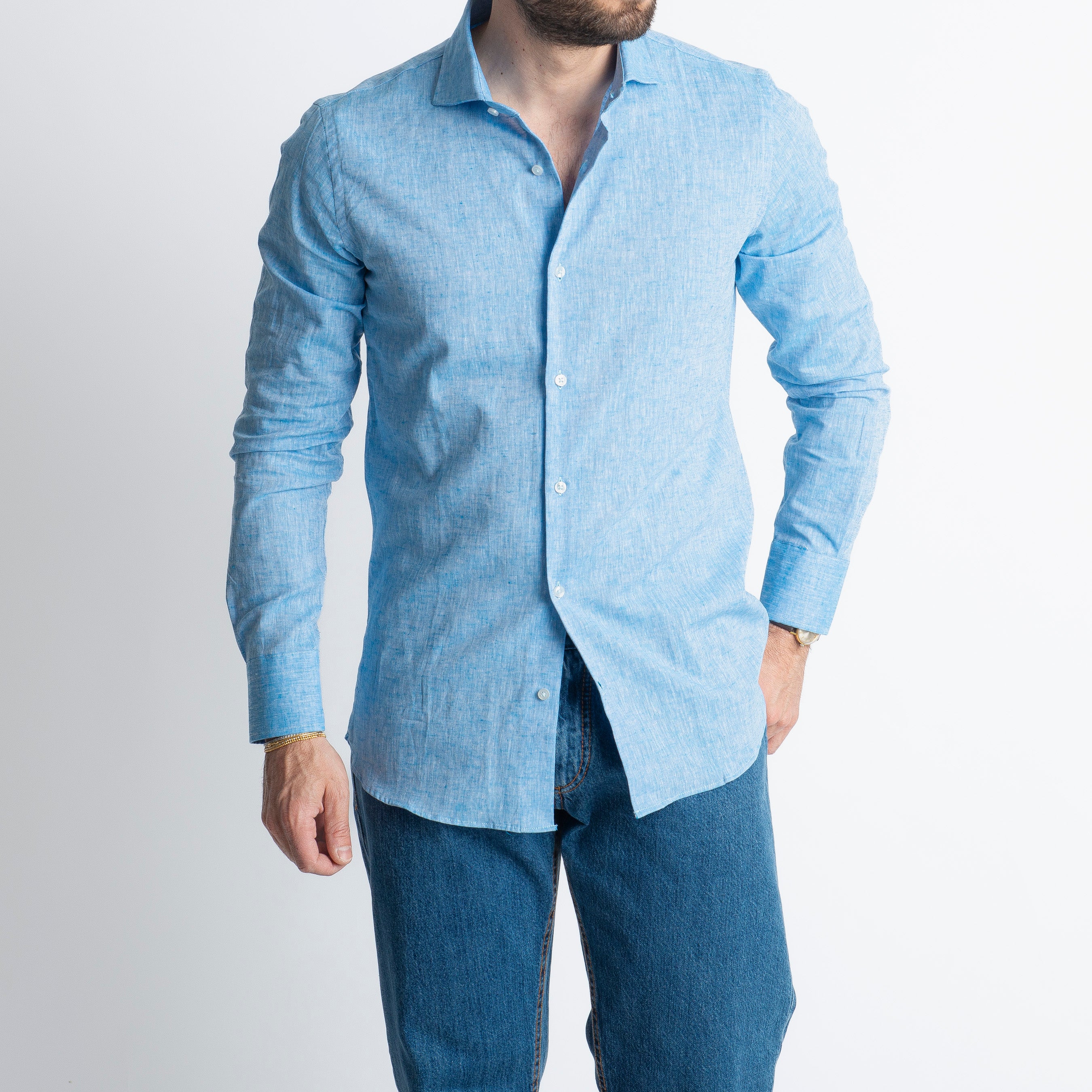 Camicia in Lino Azzurro