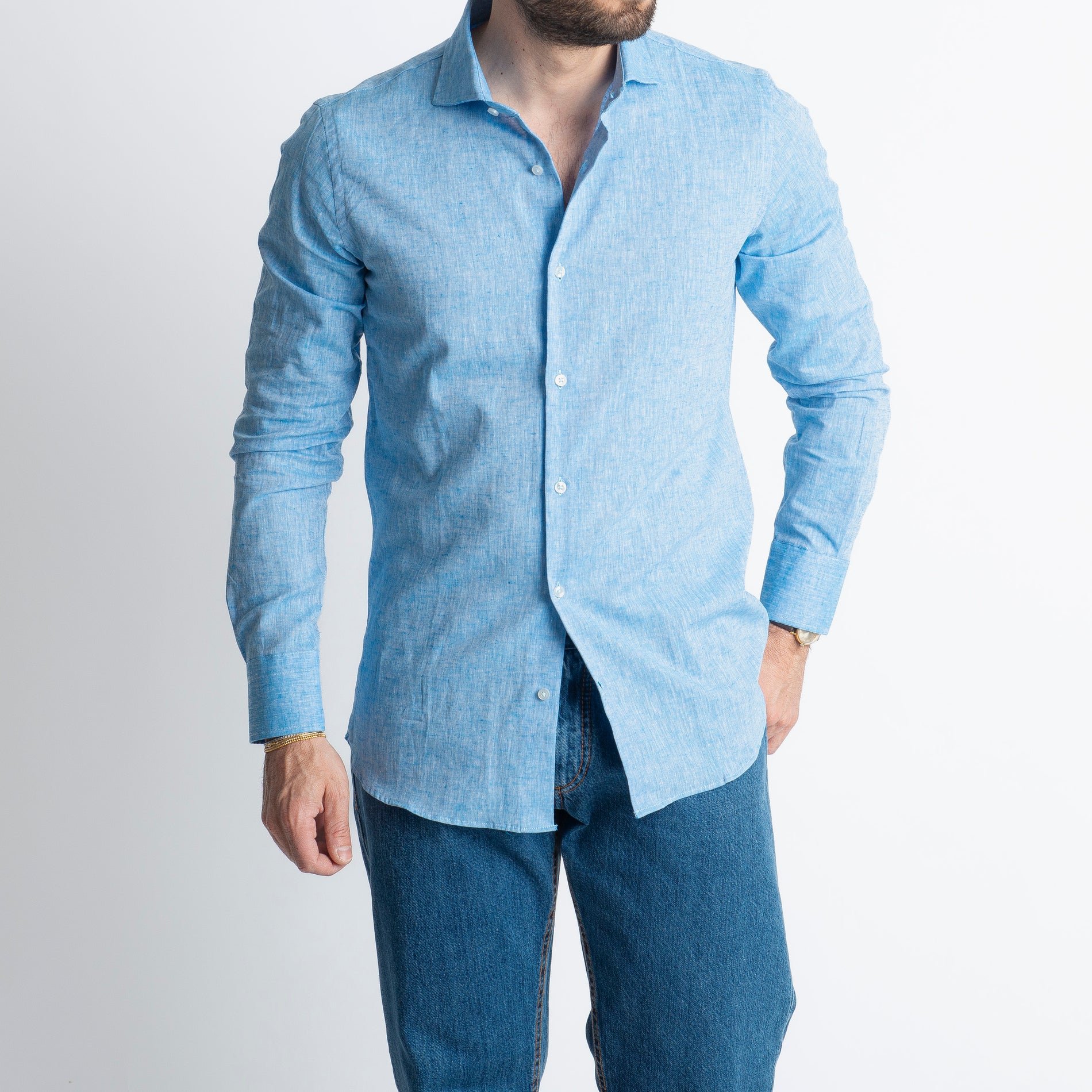 Camicia in Lino Azzurro