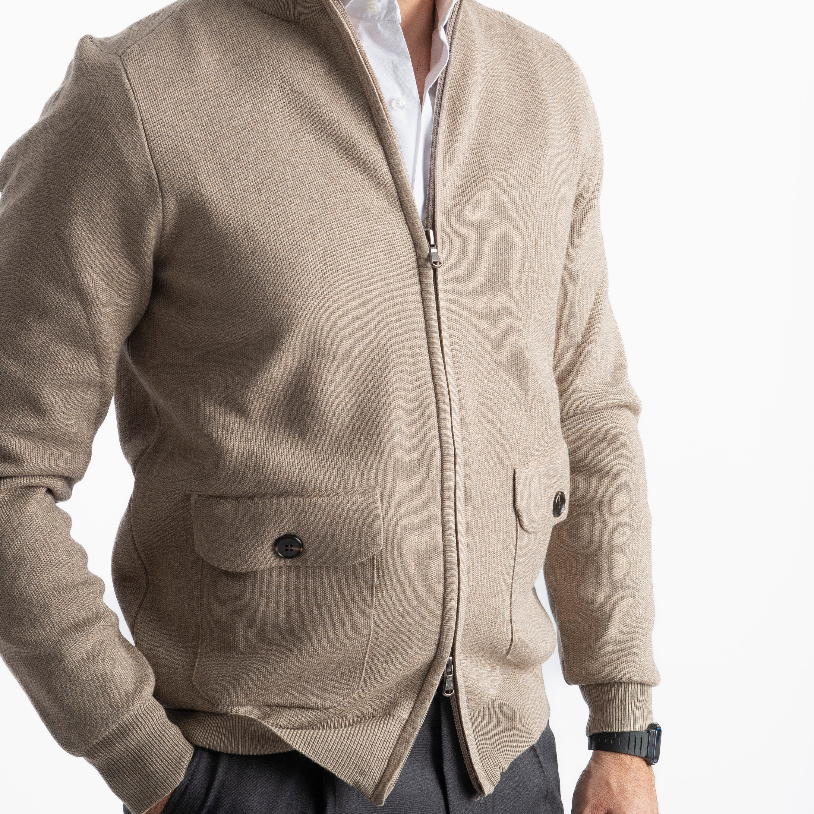 Cardigan Con Zip 251167 Tortora