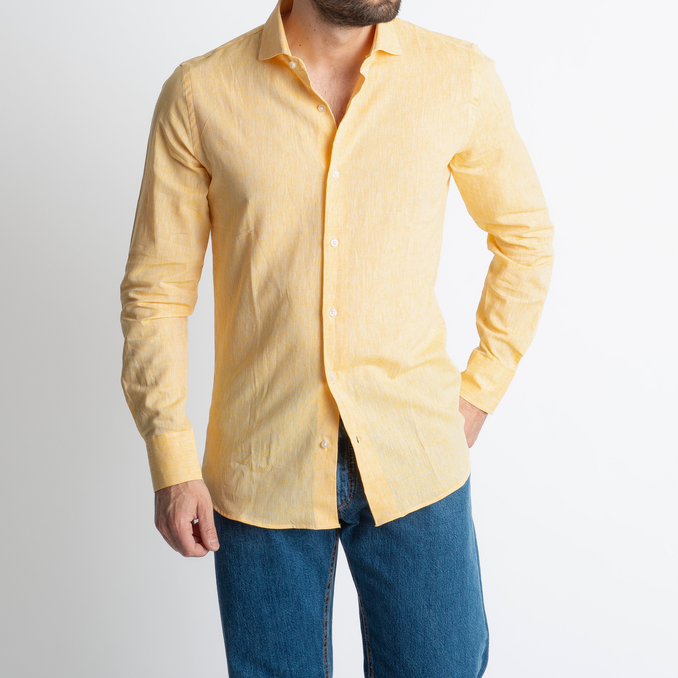 Camicia in Lino Gialla