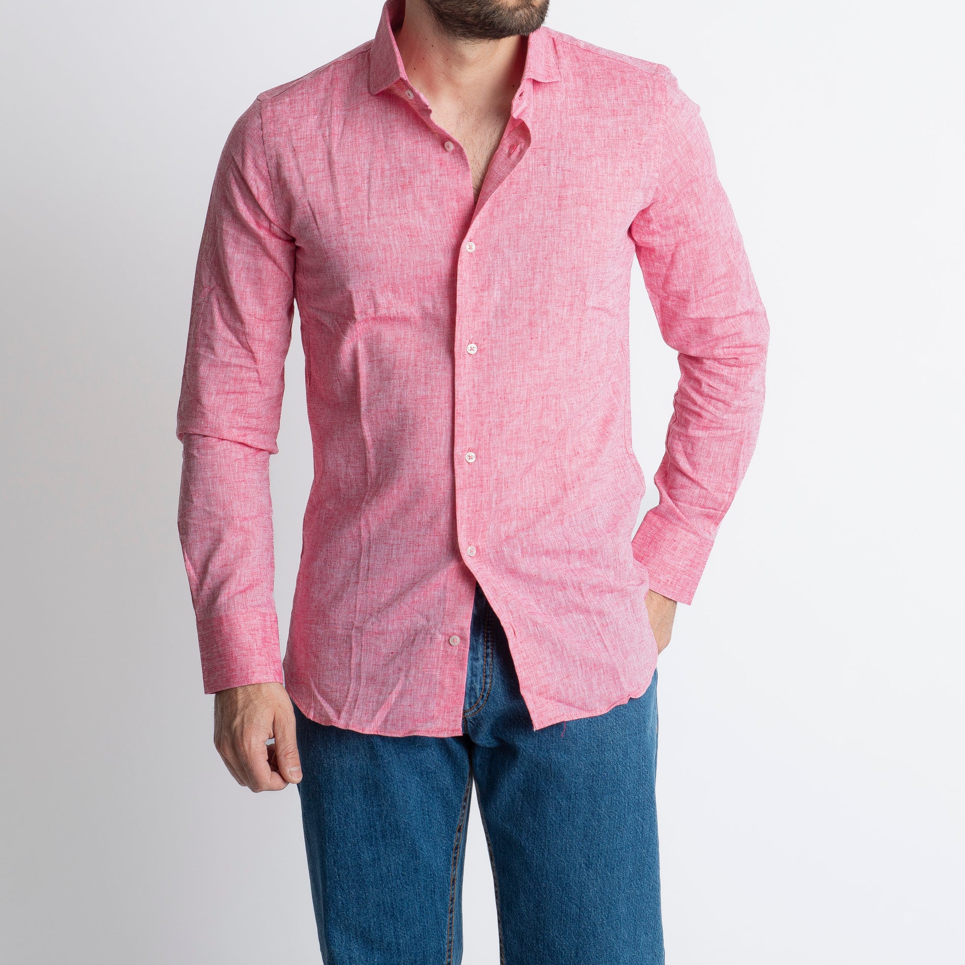 Camicia in Lino Fucsia