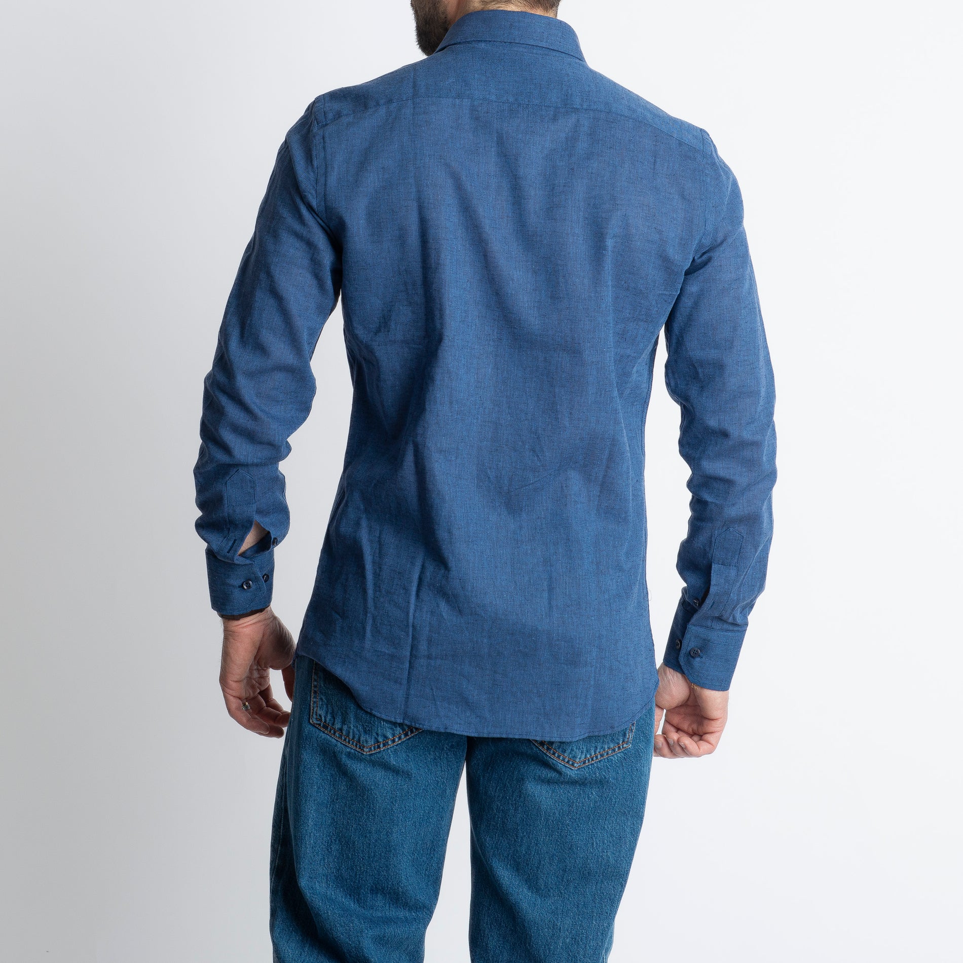 Camicia in Lino Blu Denim