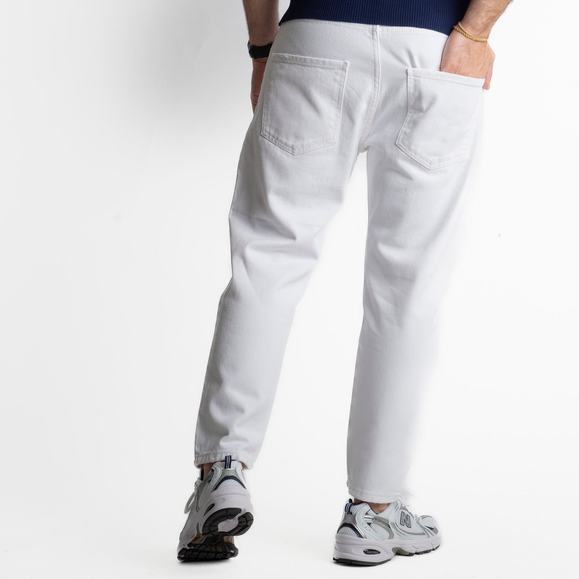 Jeans Uomo Carrot Fit Bianco