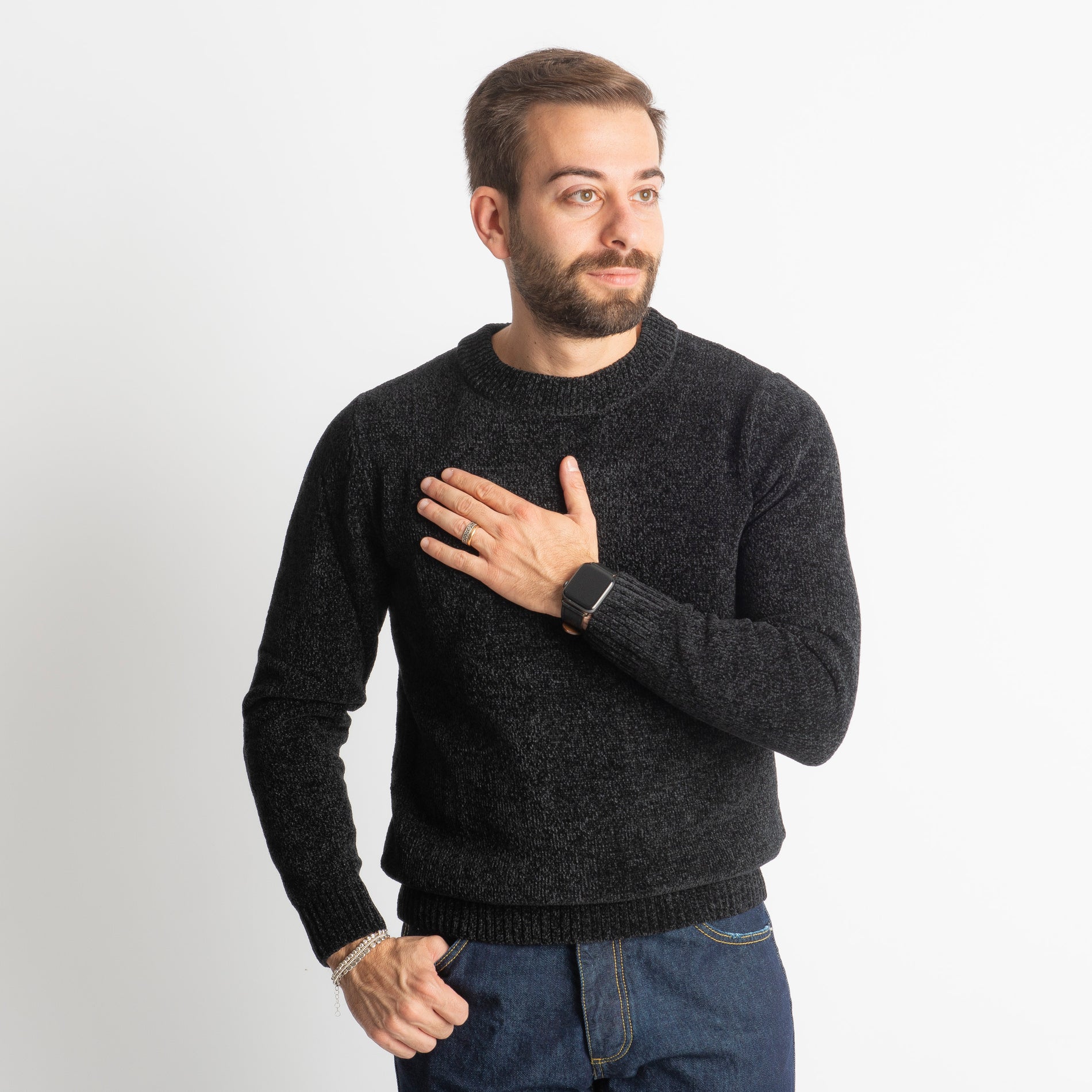 Maglione in Ciniglia 21027 Nero
