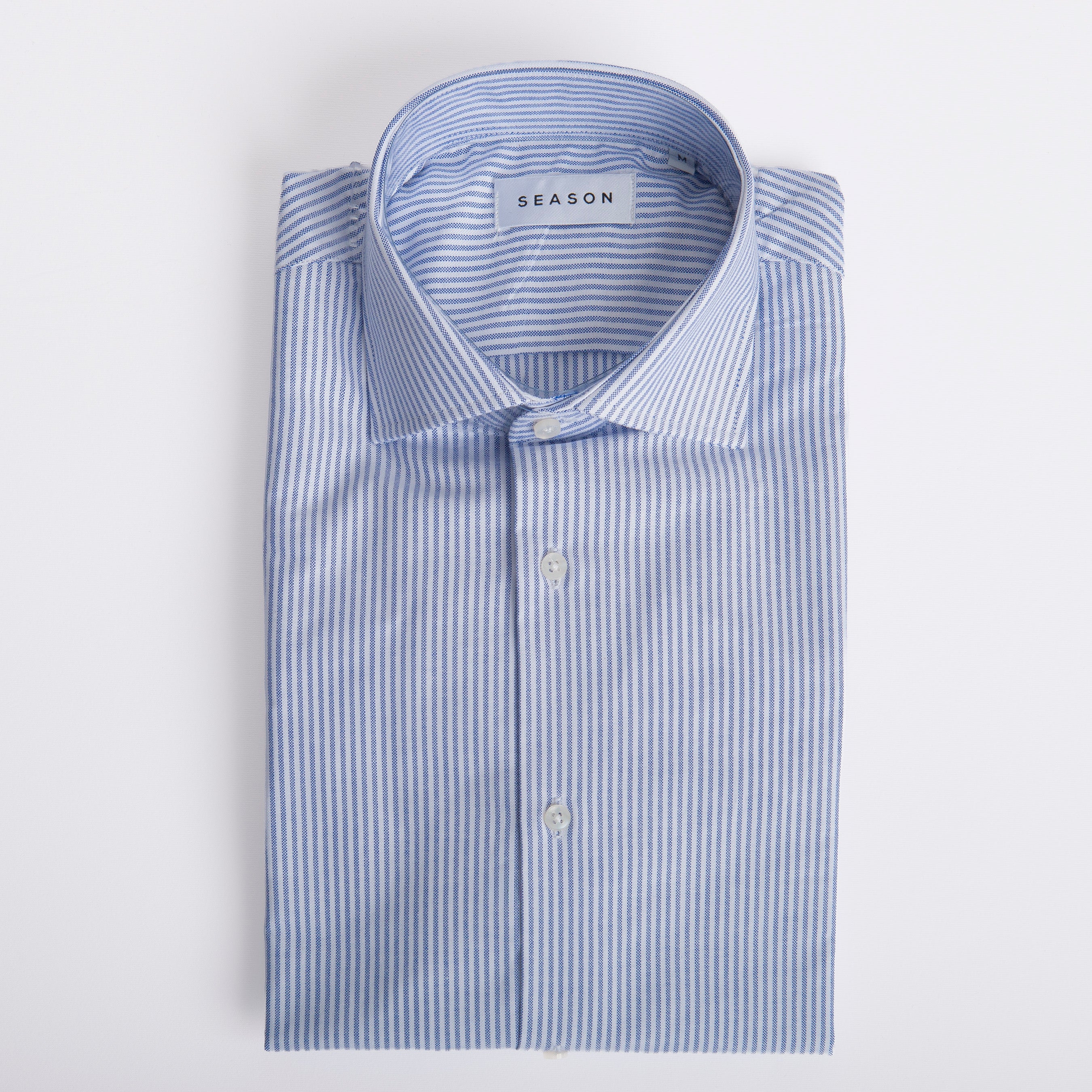 Camicia Rigata Oxford Doppio Ritorto Blu