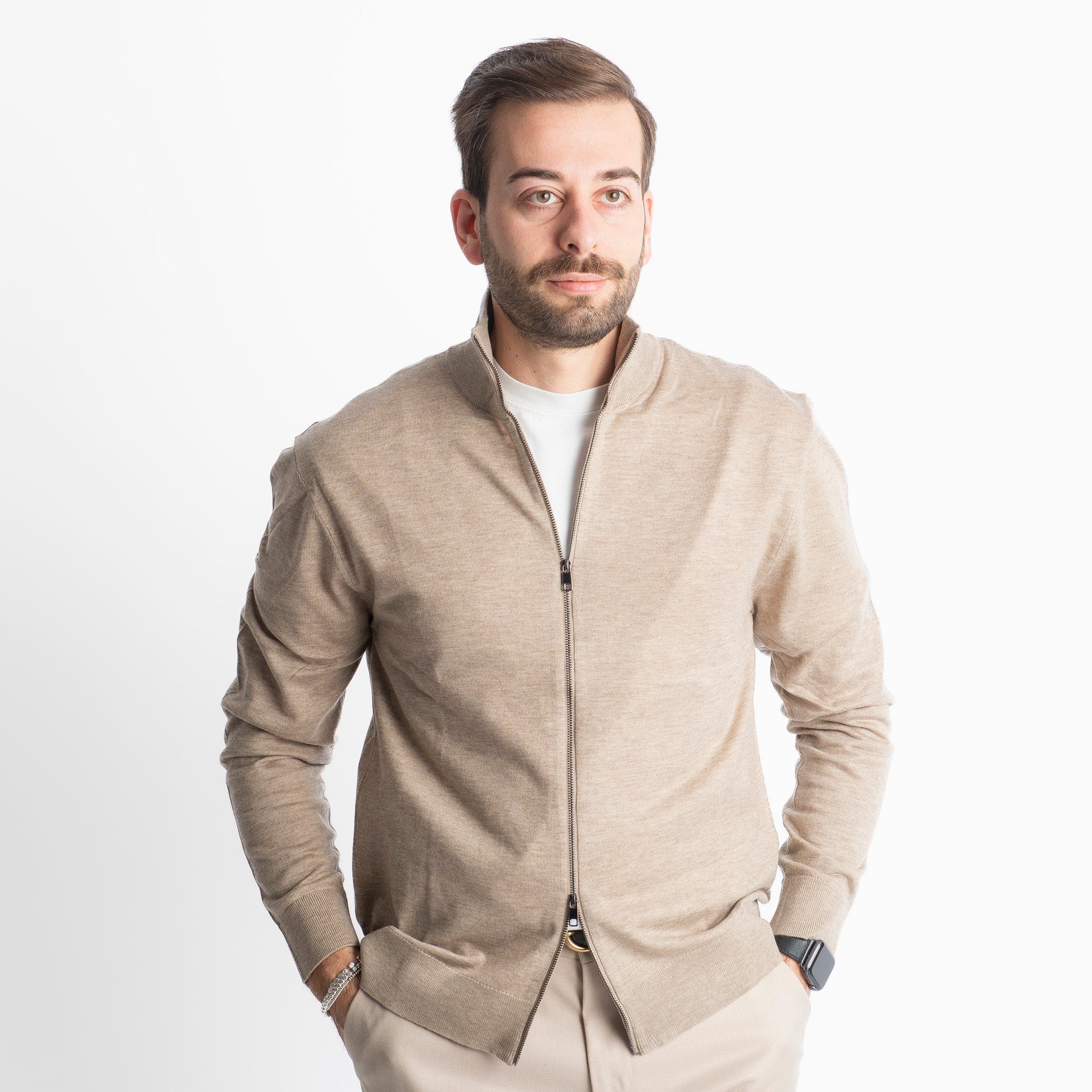 Cardigan Full Zip IT007 Beige