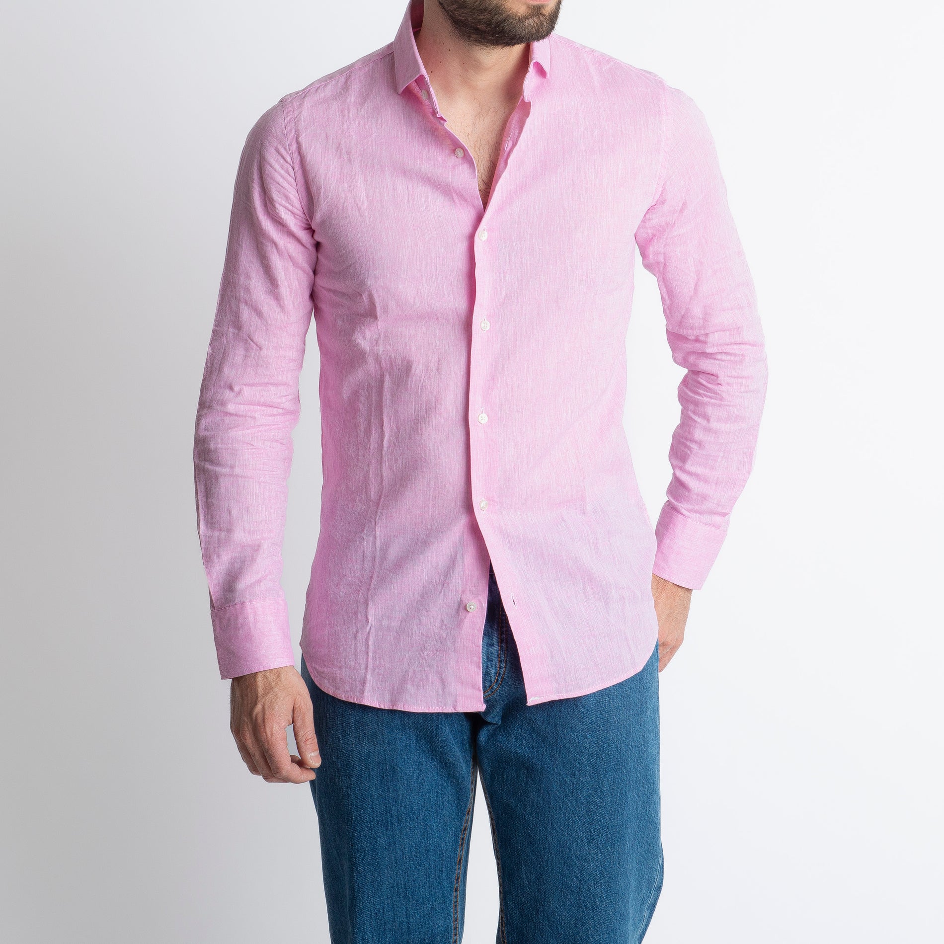 Camicia in Lino Rosa