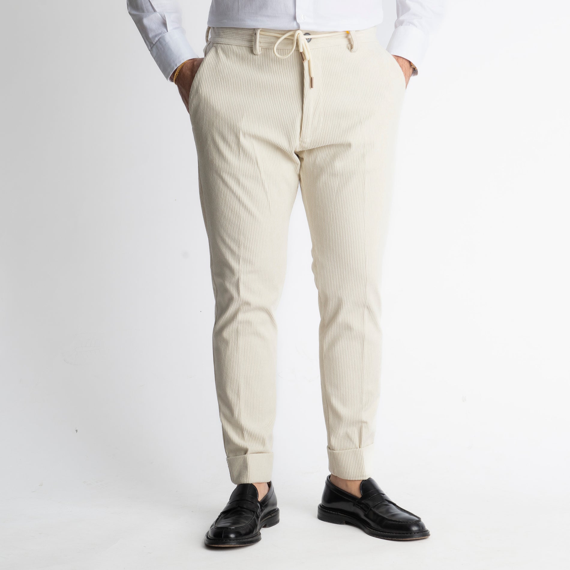 Pantalone Ischia Velluto a Coste Panna