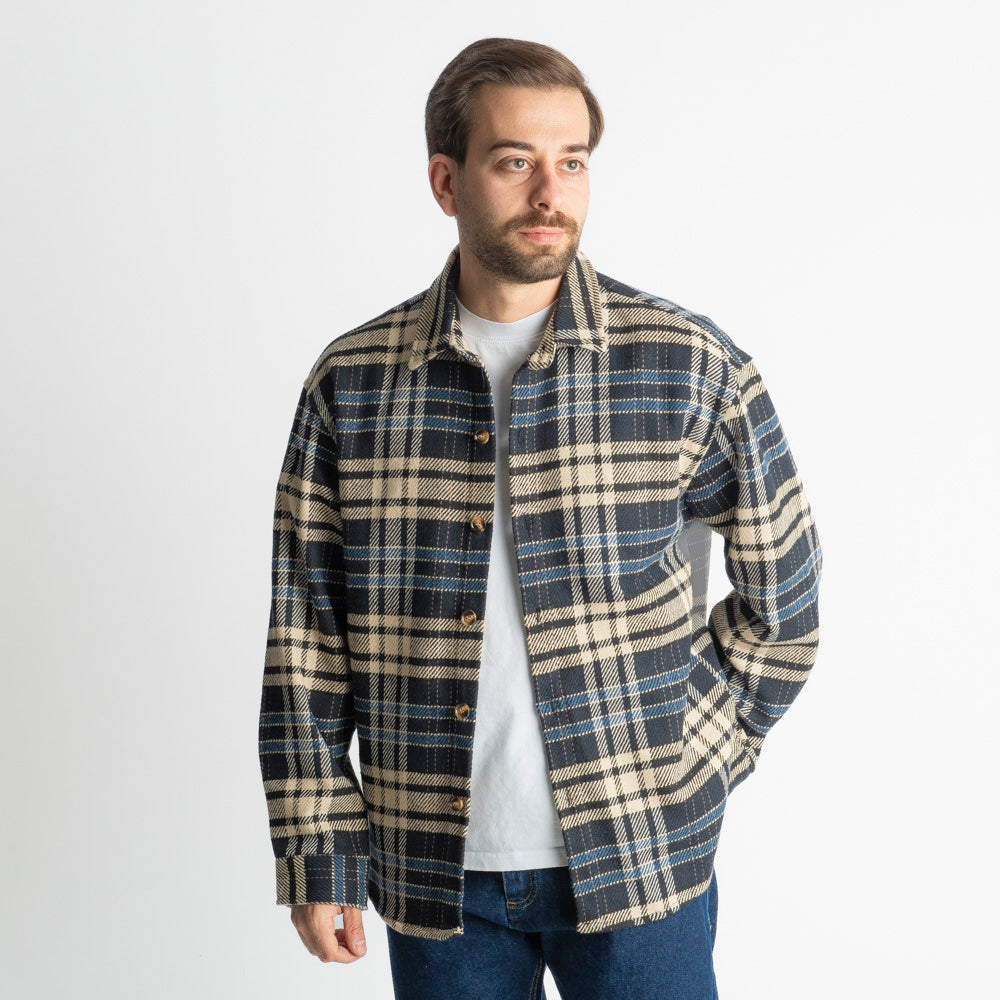 Camicia in Flanella a Quadri Nero/Blu