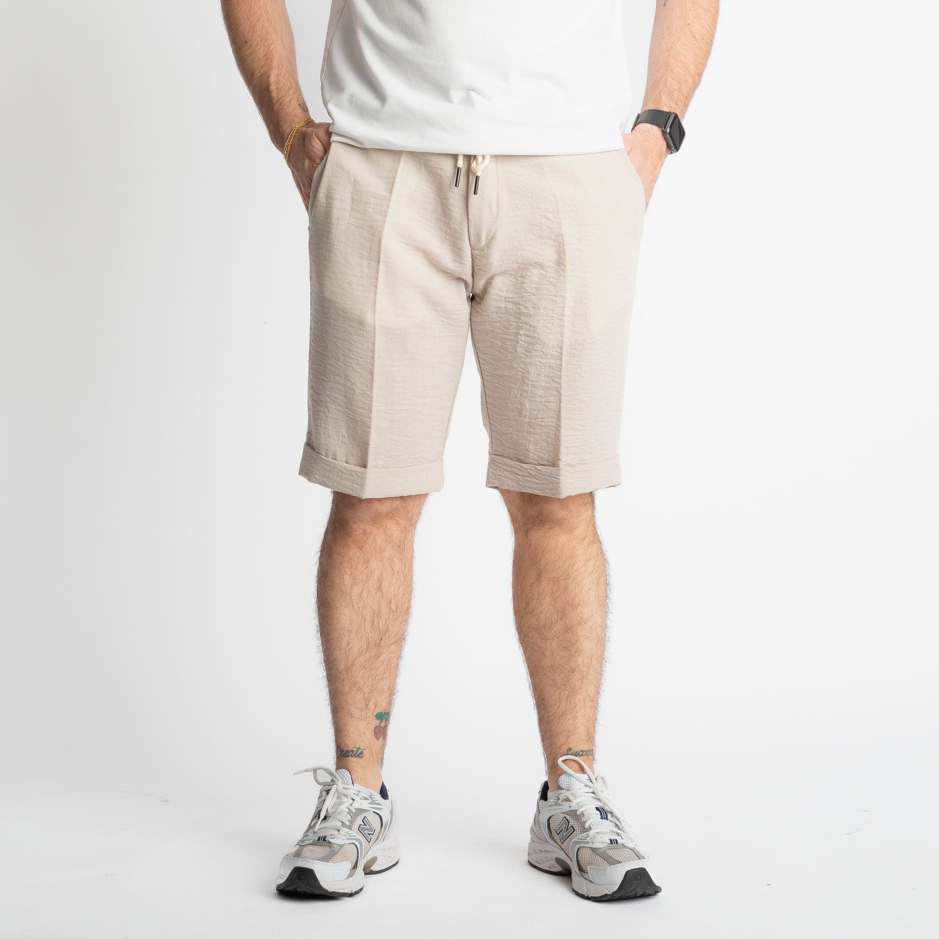 Bermuda Uomo in Lino Beige