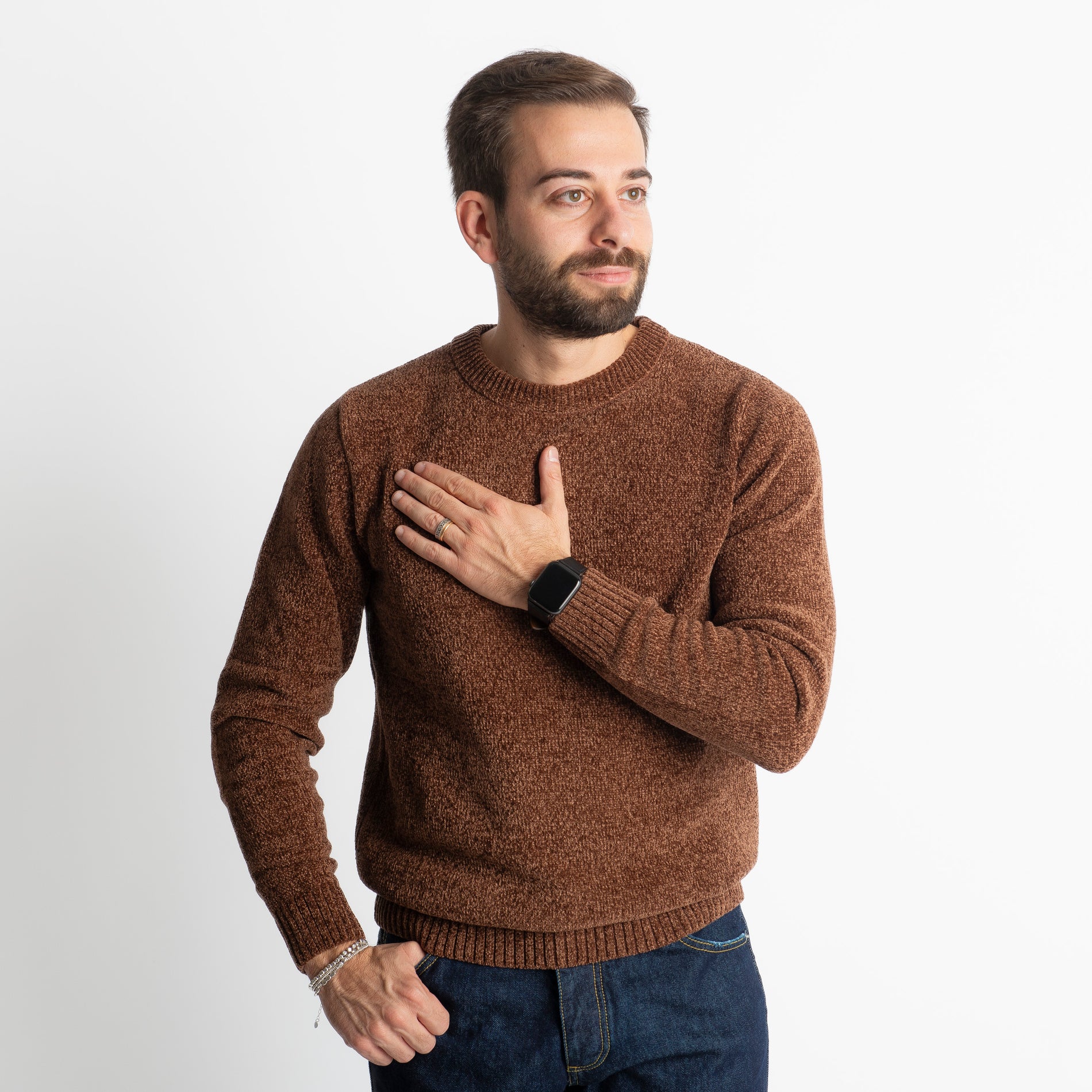 Maglione in Ciniglia 21027 Tabacco