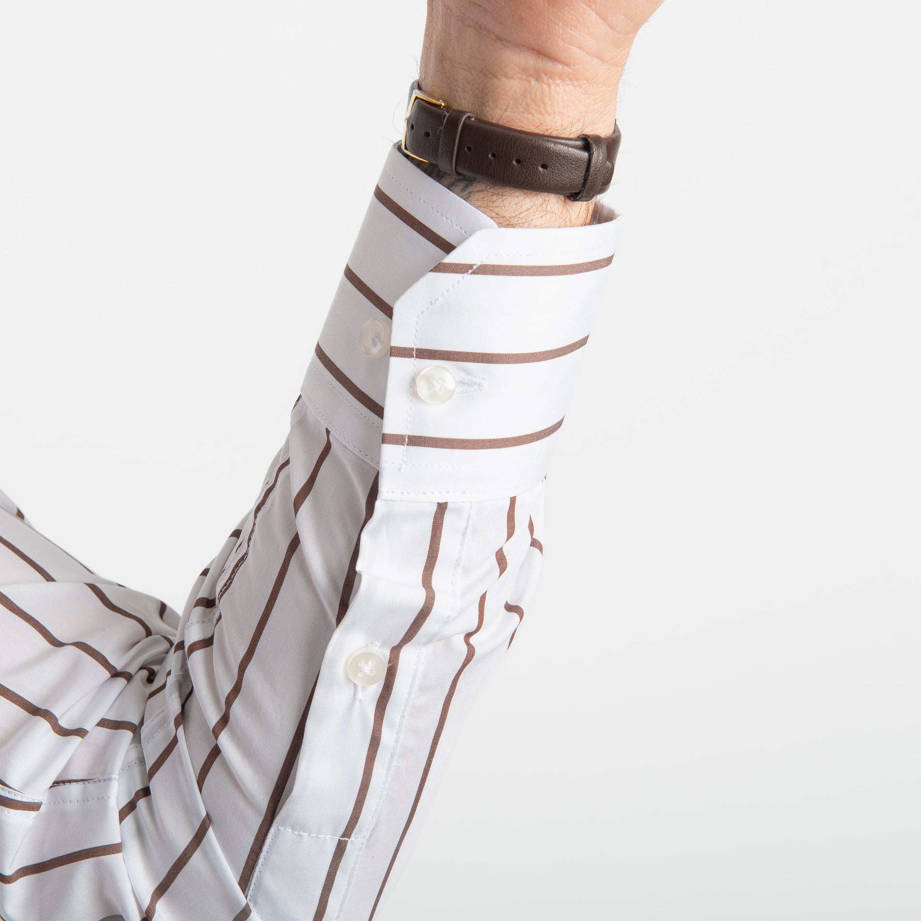 Camicia Fondo Bianco Rigo Marrone