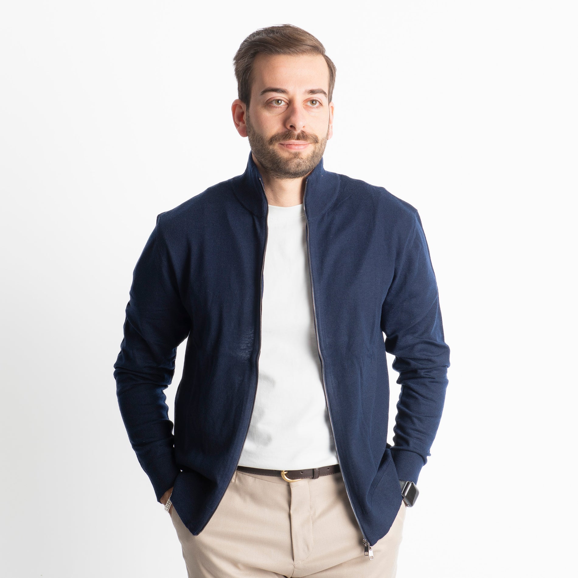 Cardigan Full Zip IT007 Blu