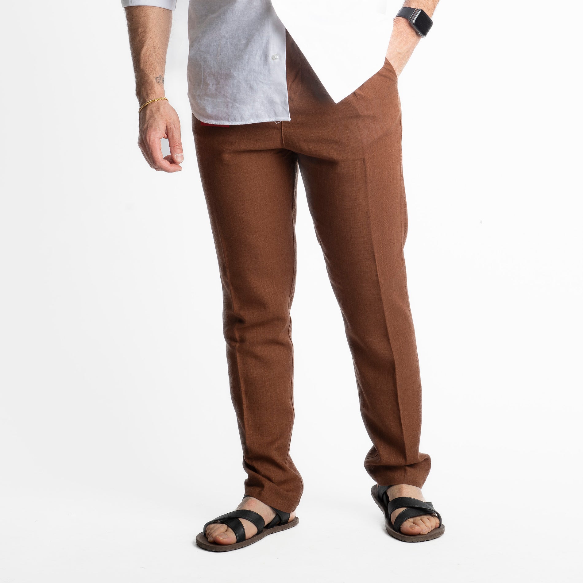 Pantalone in Lino Officine Borboniche Tabacco