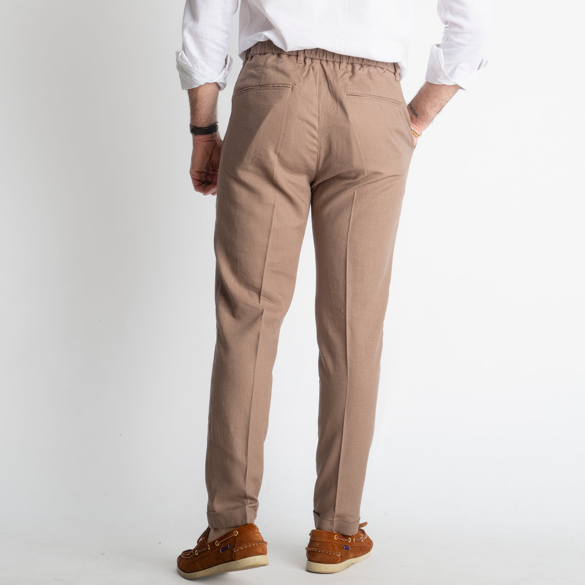 Pantalone in Lino con Elastico TO8007 Terra