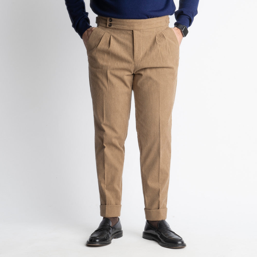 Pantalone Pisa Con Fibbia In Velluto A Coste Fango