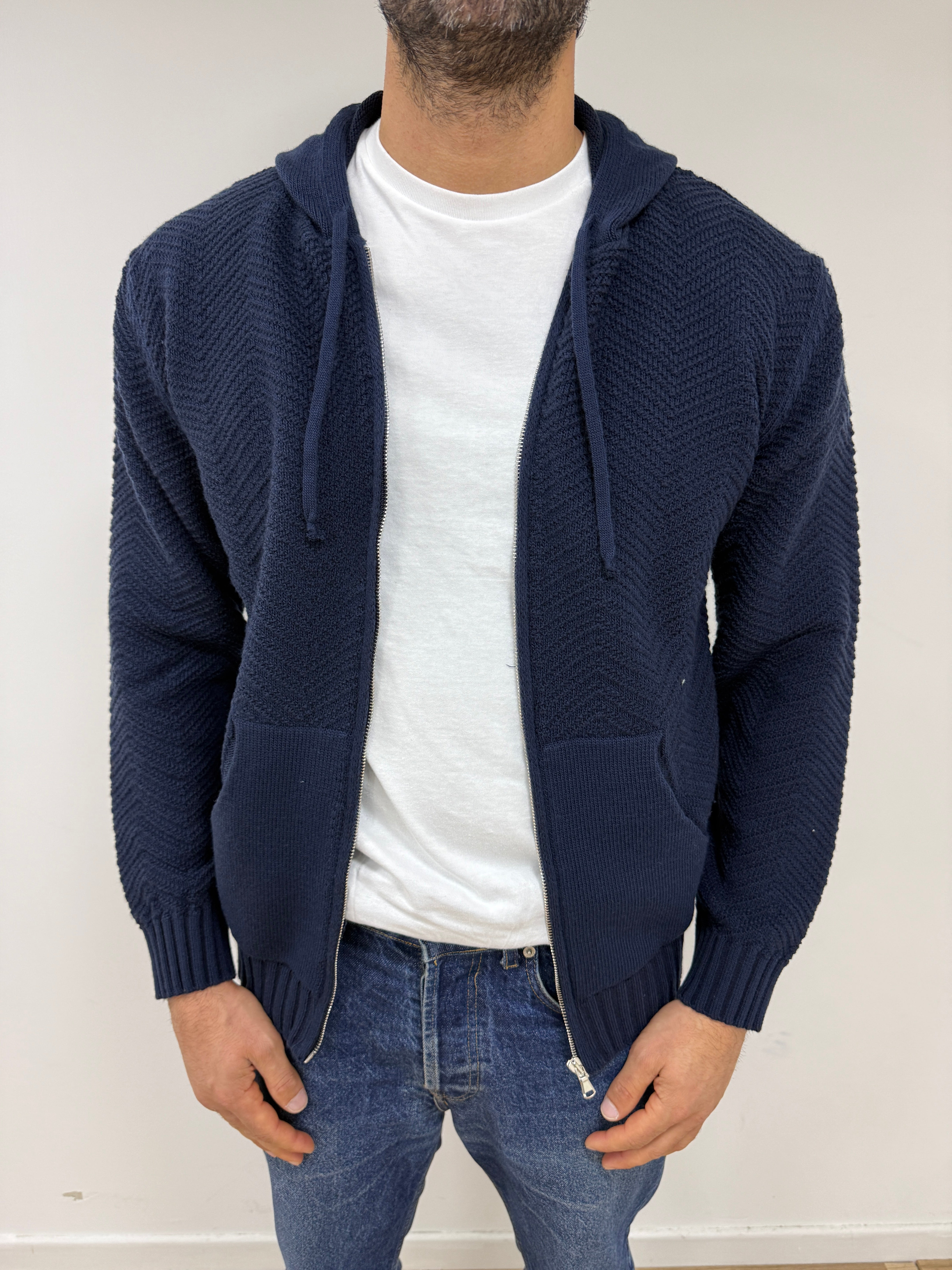 Felpa In Lana Merinos Blu