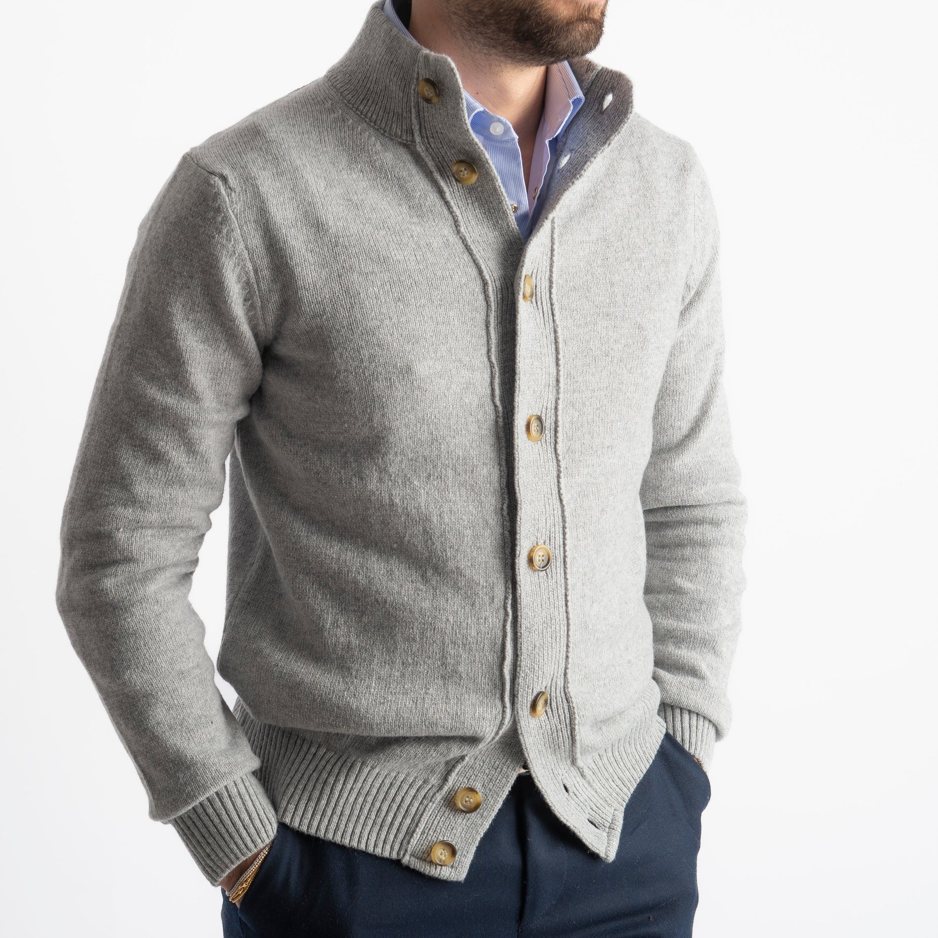 Cardigan In Lana Lambswool Grigio