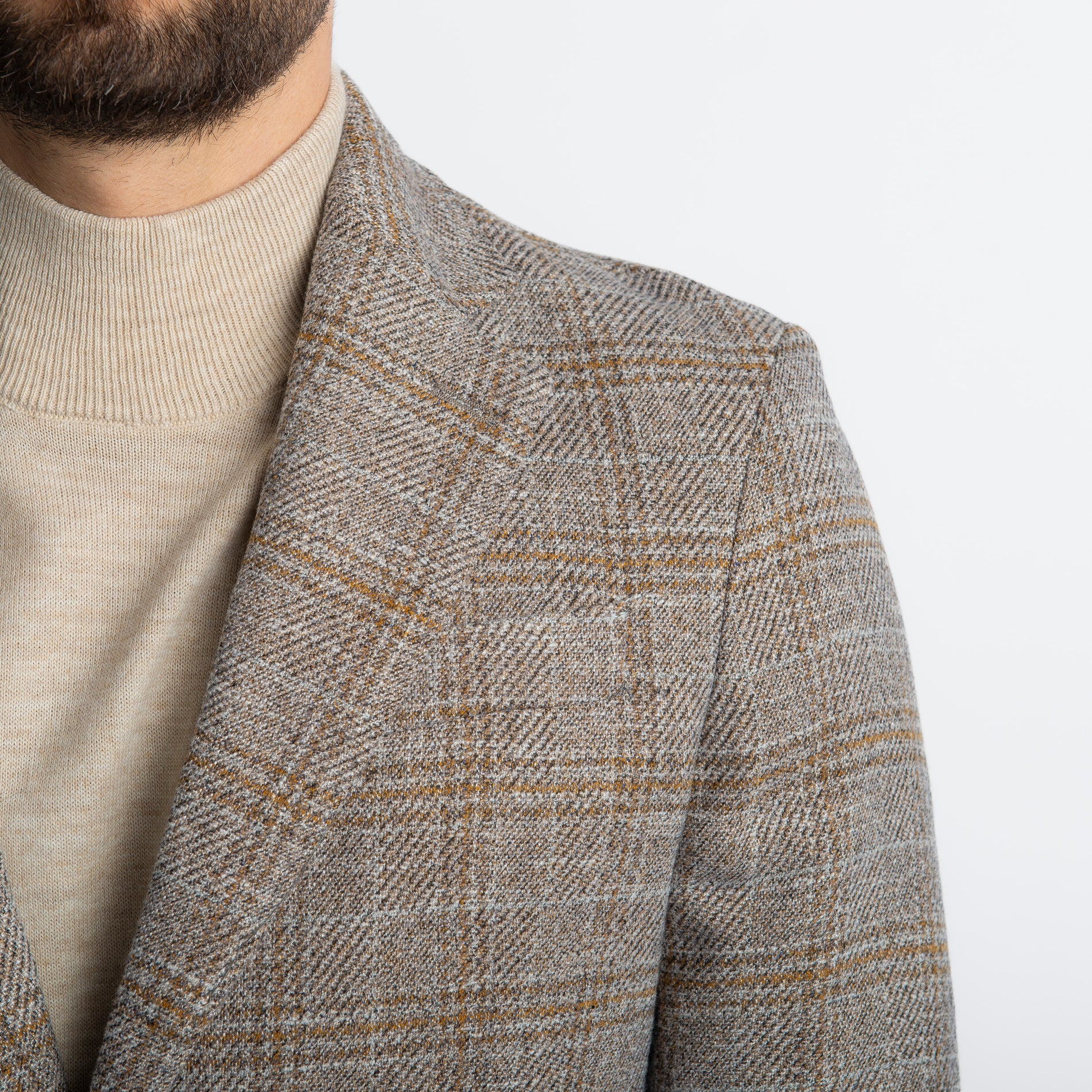 Giacca Monopetto Quadri Avorio