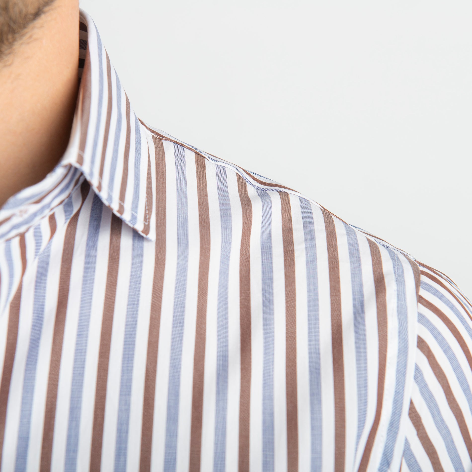 Camicia Rigata Blu/Marrone