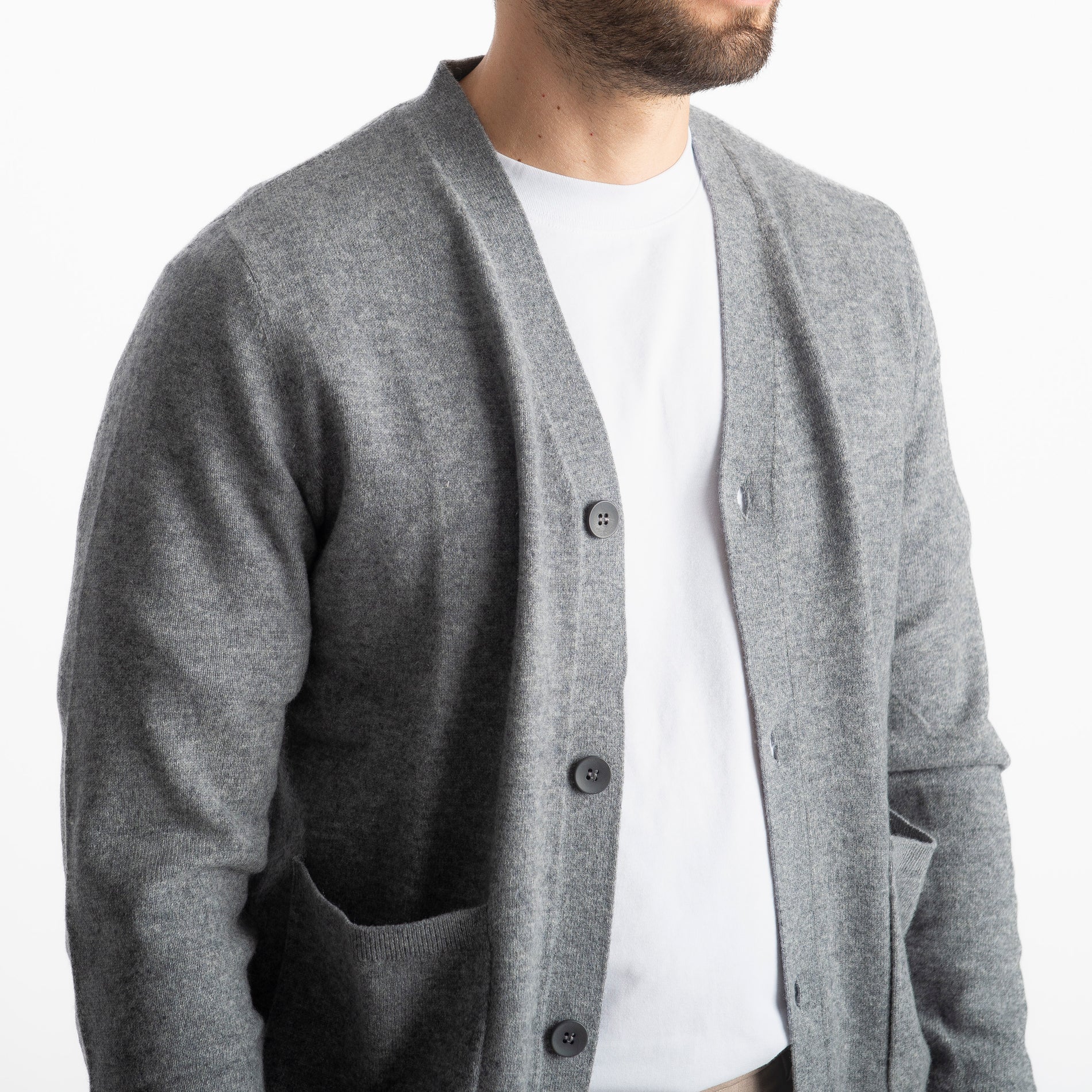 Cardigan In Cashmere CA33 Grigio