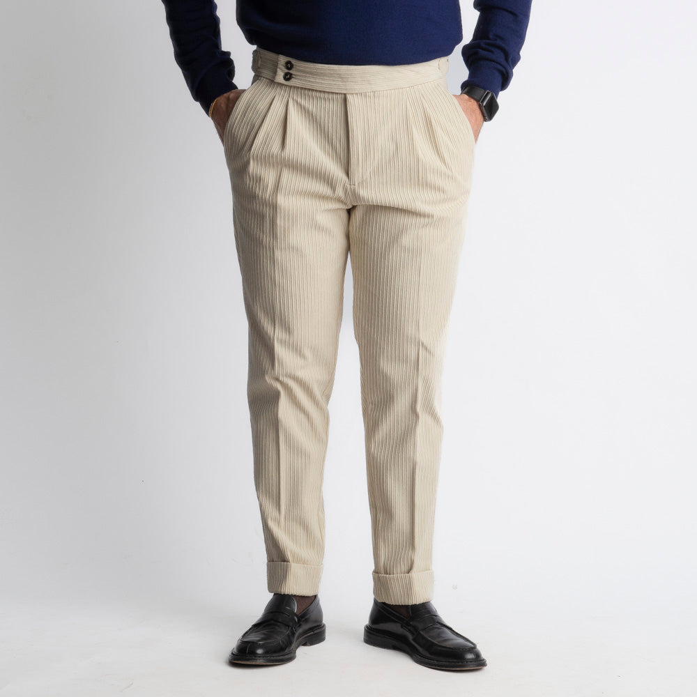 Pantalone Pisa Con Fibbia In Velluto A Coste Burro