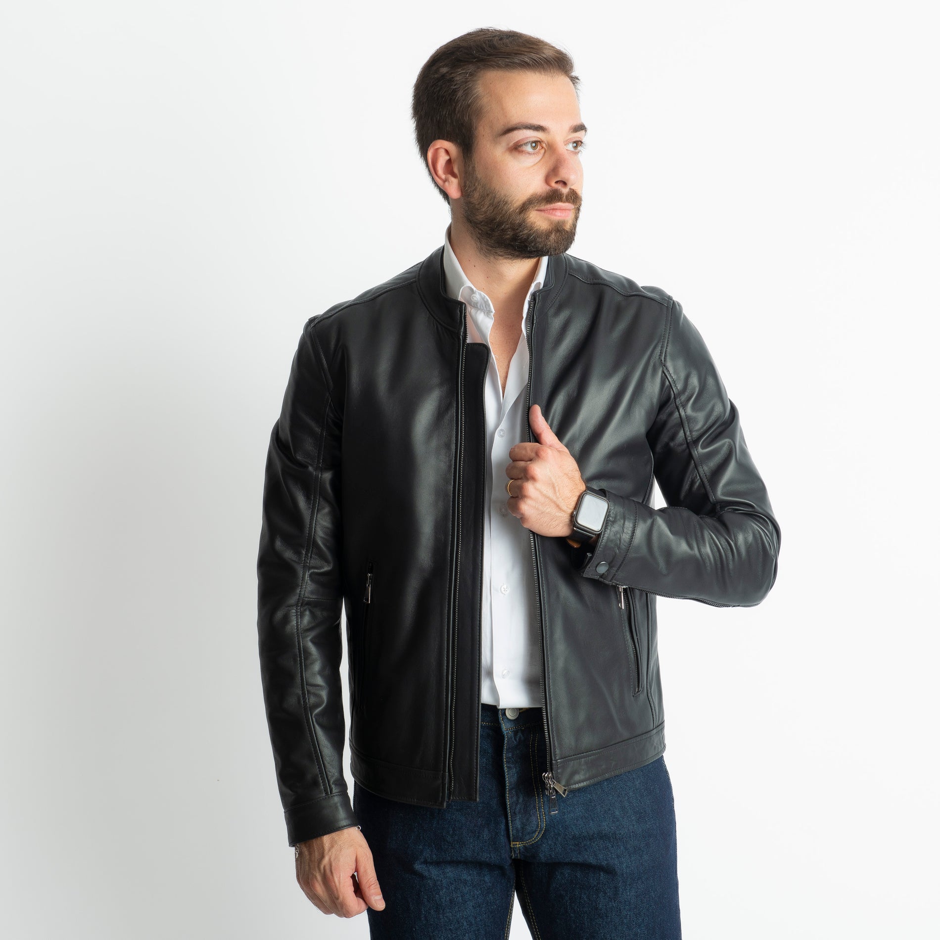 Giubbino Biker Rebel Vera Pelle Nero