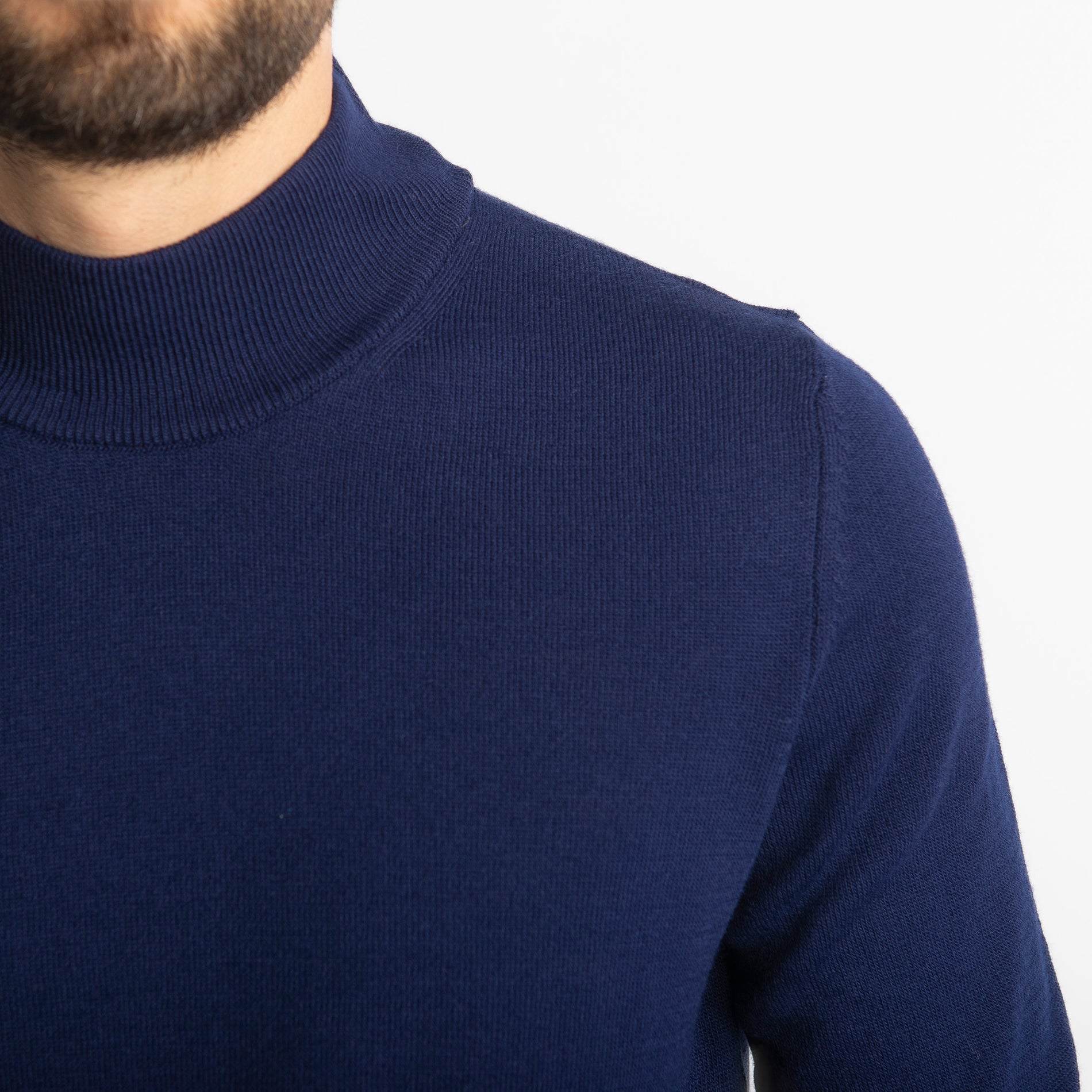 Lupetto Mezzo Collo Lana Merinos Blu