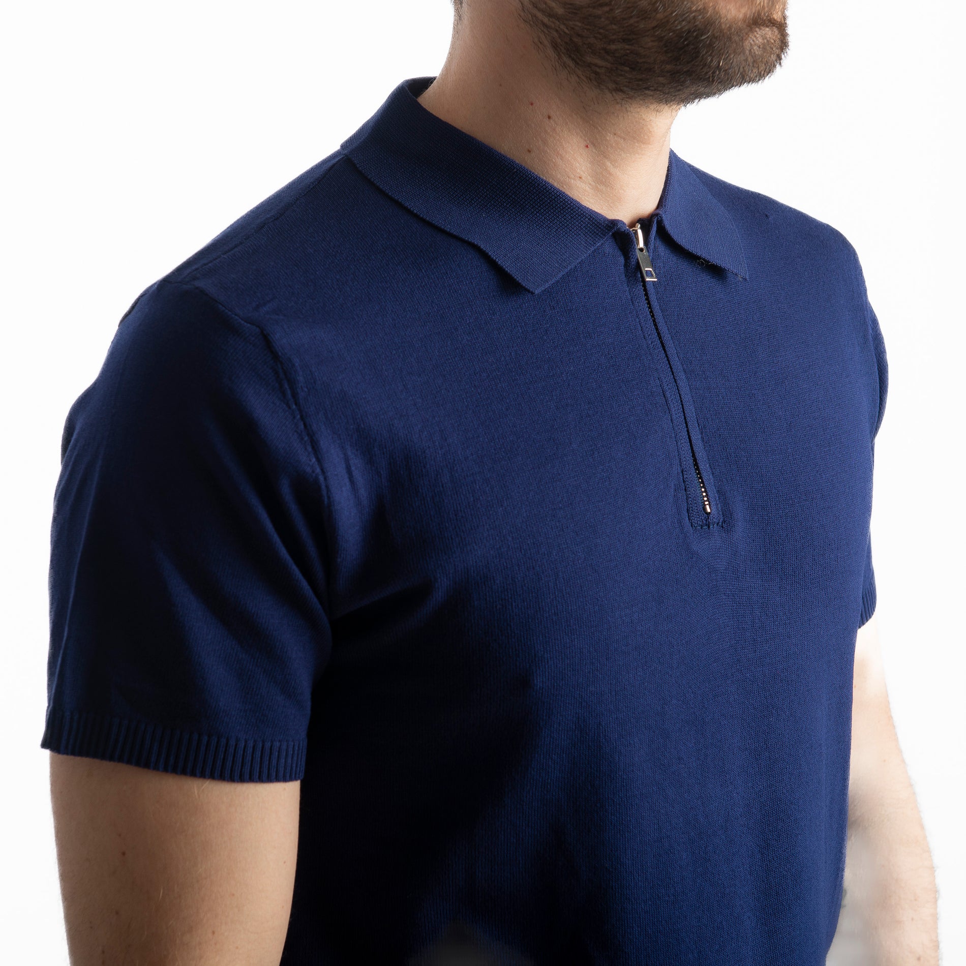 Polo con Zip Uomo Blu