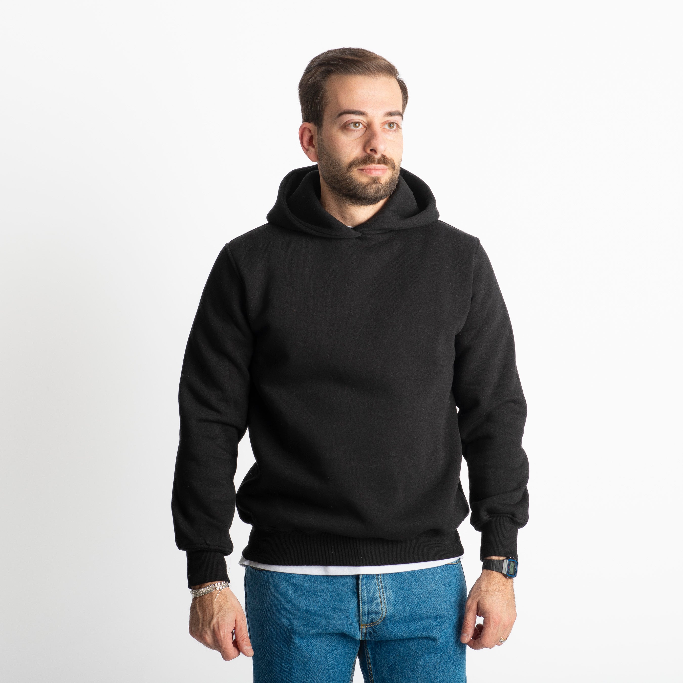 Felpa Uomo Con Cappuccio 0310 Nera